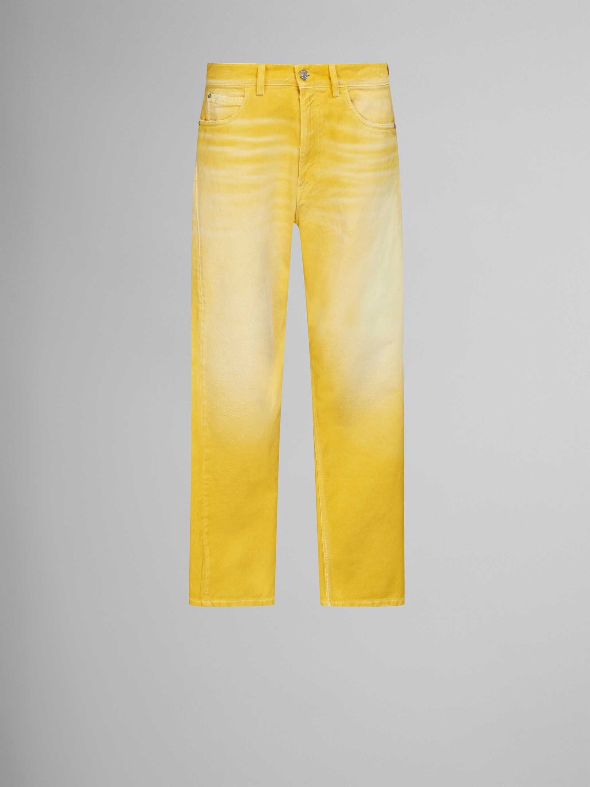 Yellow overdyed bull denim straight-leg trousers - Pants - Image 1