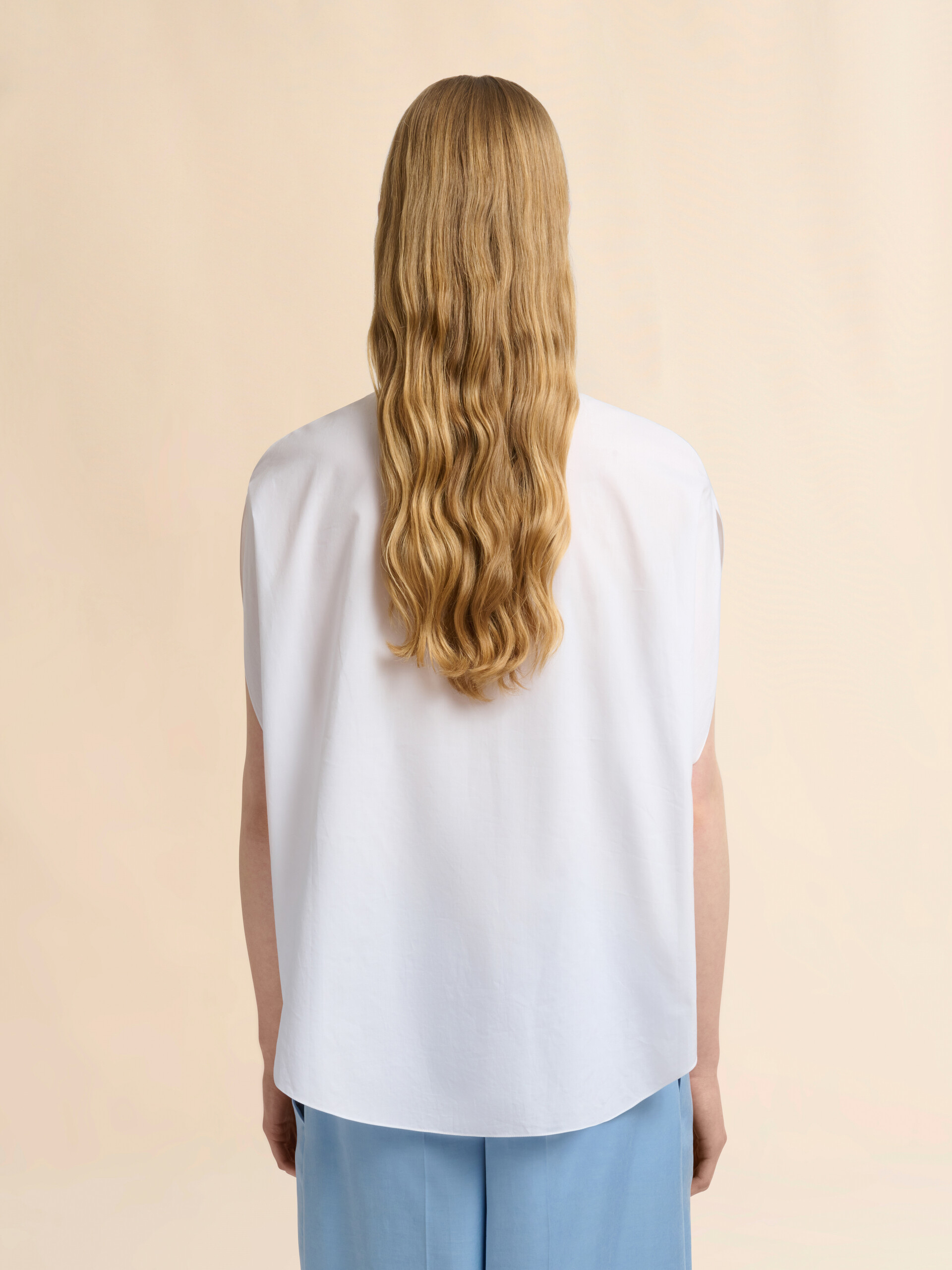 White poplin shirt with cape sleeves - Shirts - Image 3