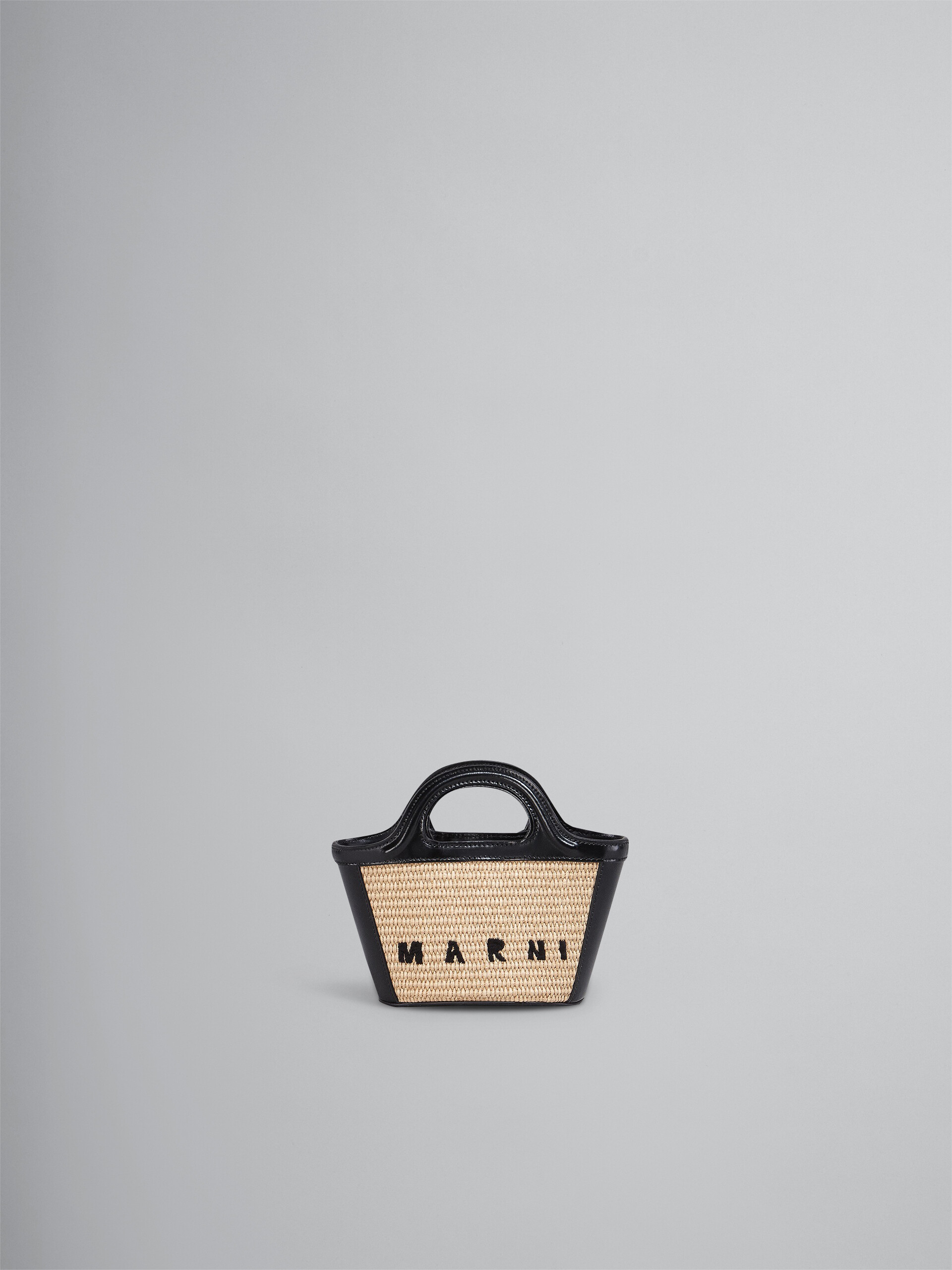 TROPICALIA micro bag in black leather and raffia - Handbag - Image 1