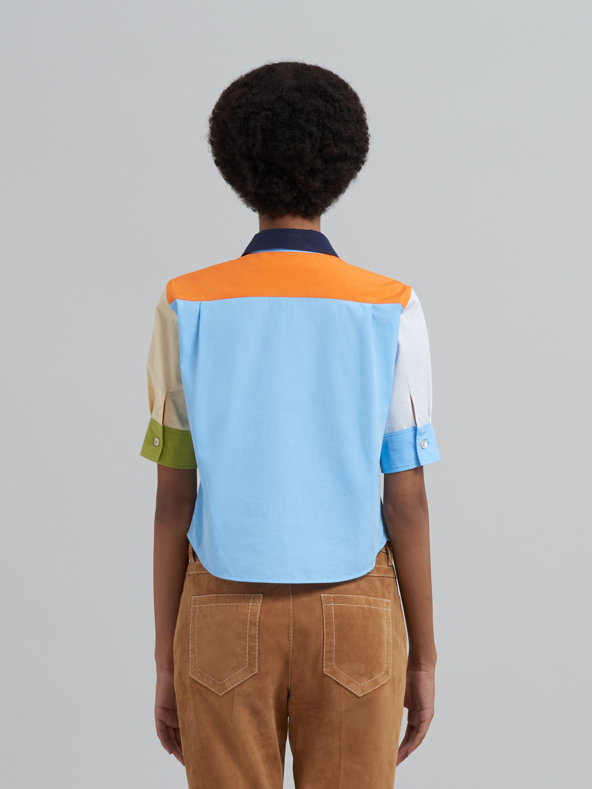 Colourblock bio poplin short-sleeved shirt - Shirts - Image 3