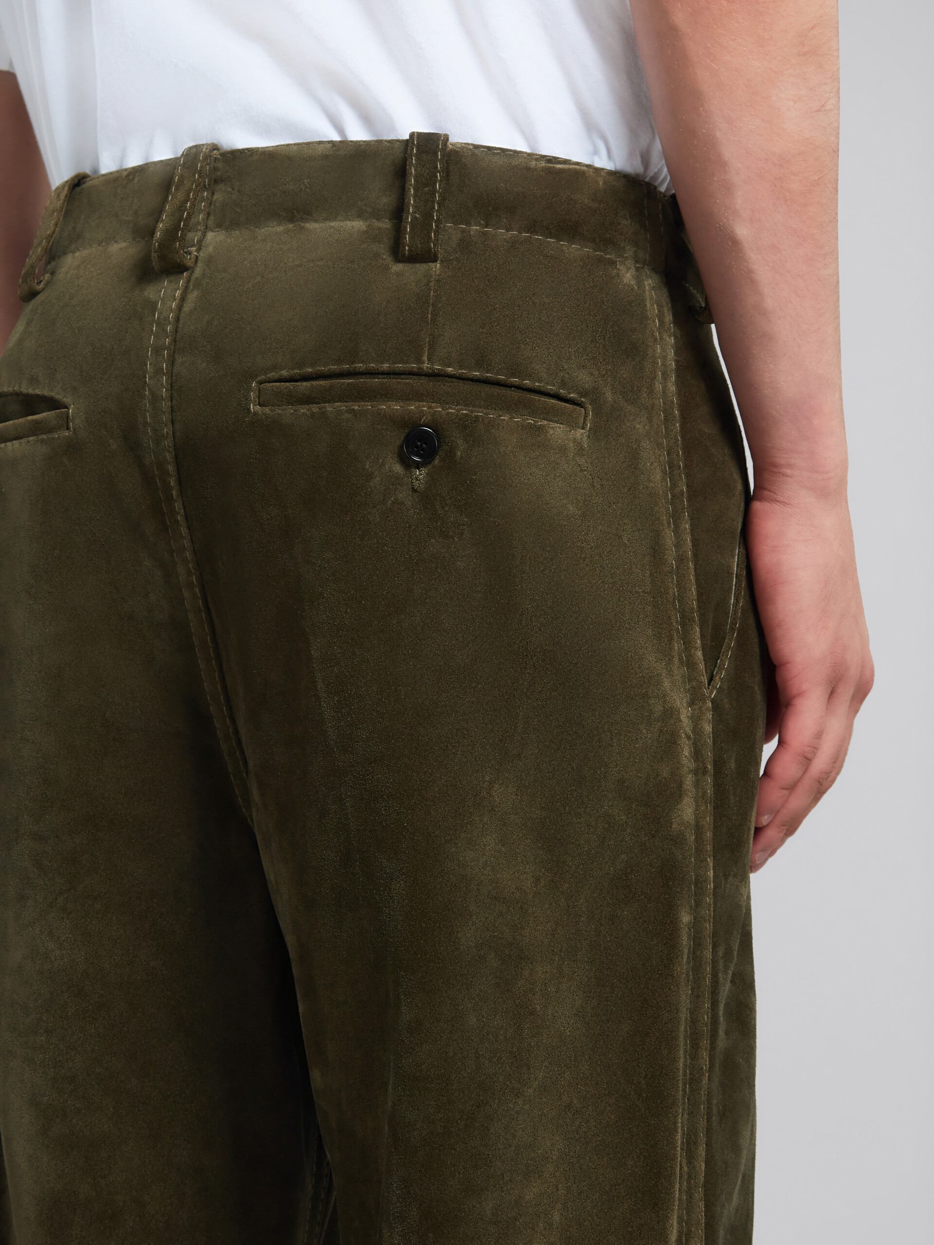 Green compact suede trousers - Pants - Image 4