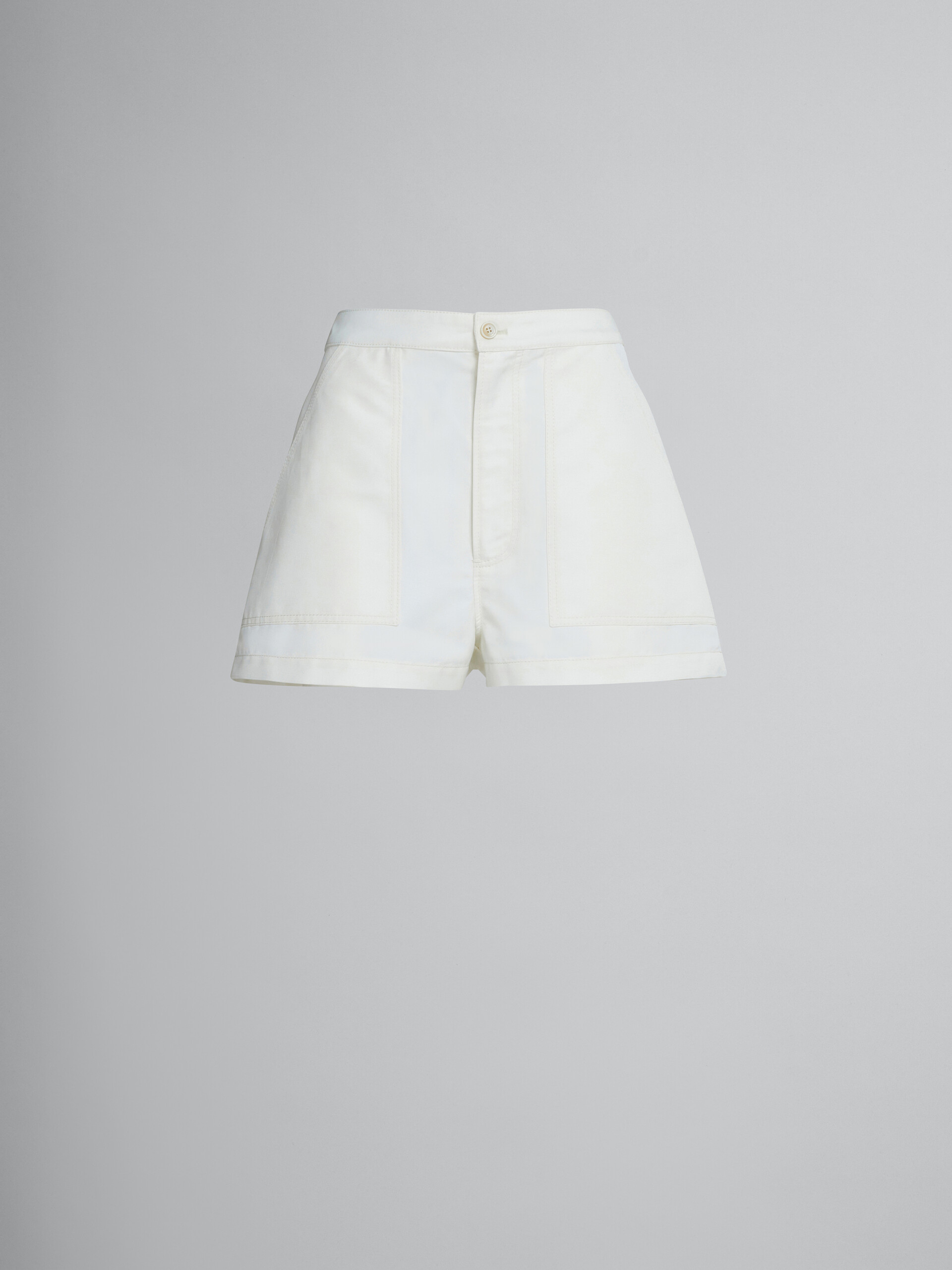 White shorts in technical cotton-linen - Pants - Image 1