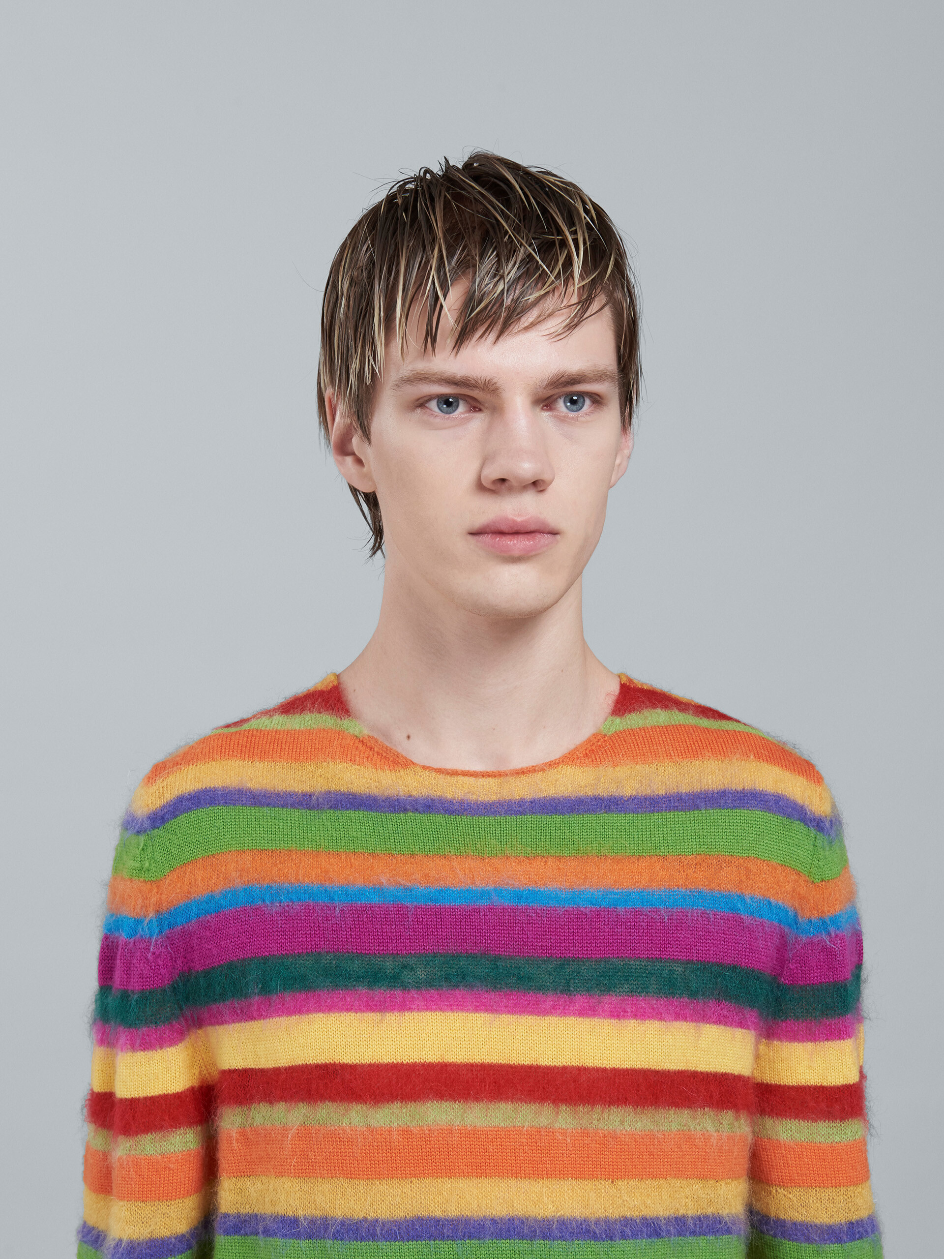 Striped mohair and light wool crewneck sweater - Pullovers - Image 4