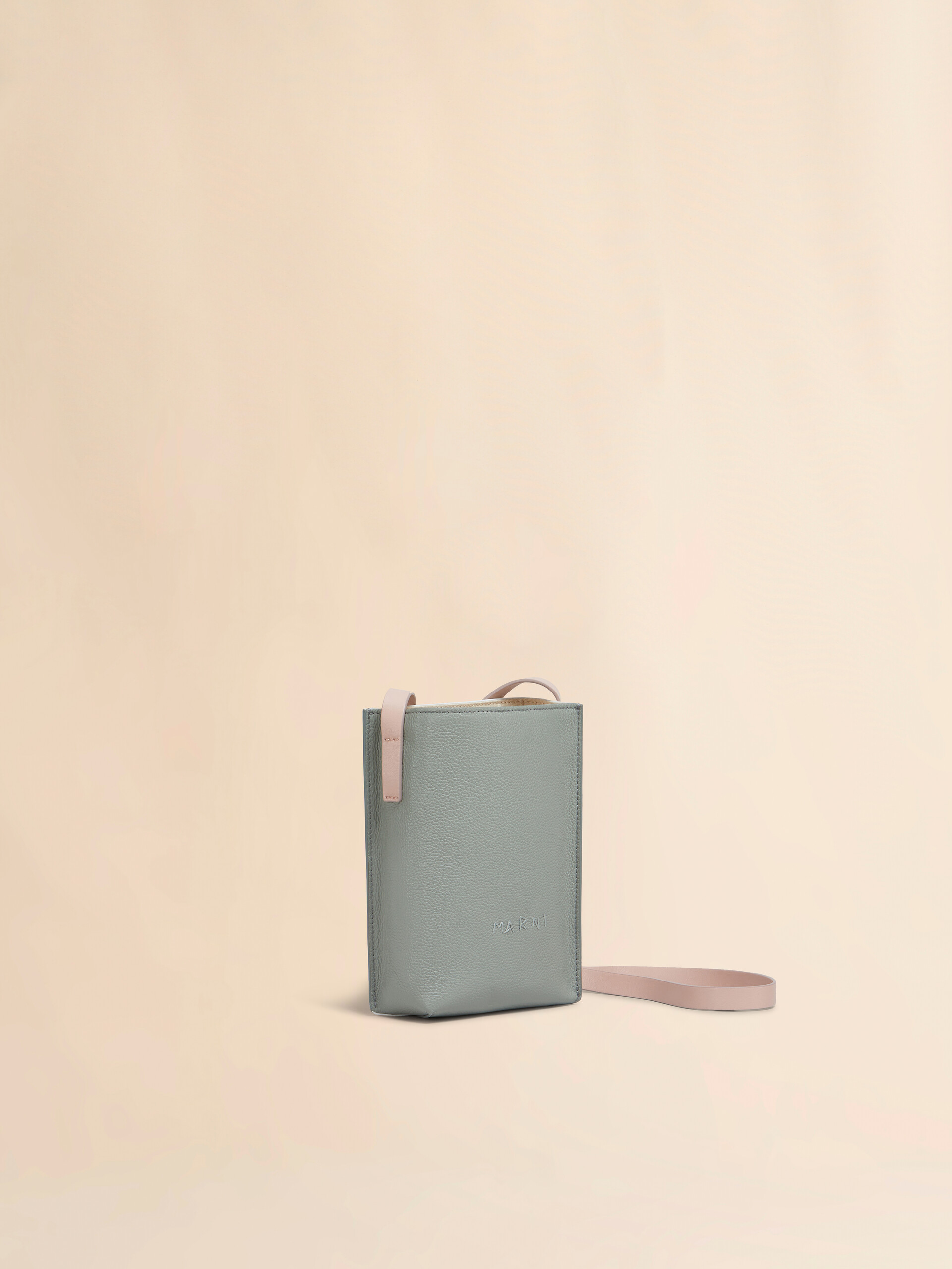 Light pink and beige leather Museo Nano Bag with Marni Symbol embroidery - Shoulder Bag - Image 3