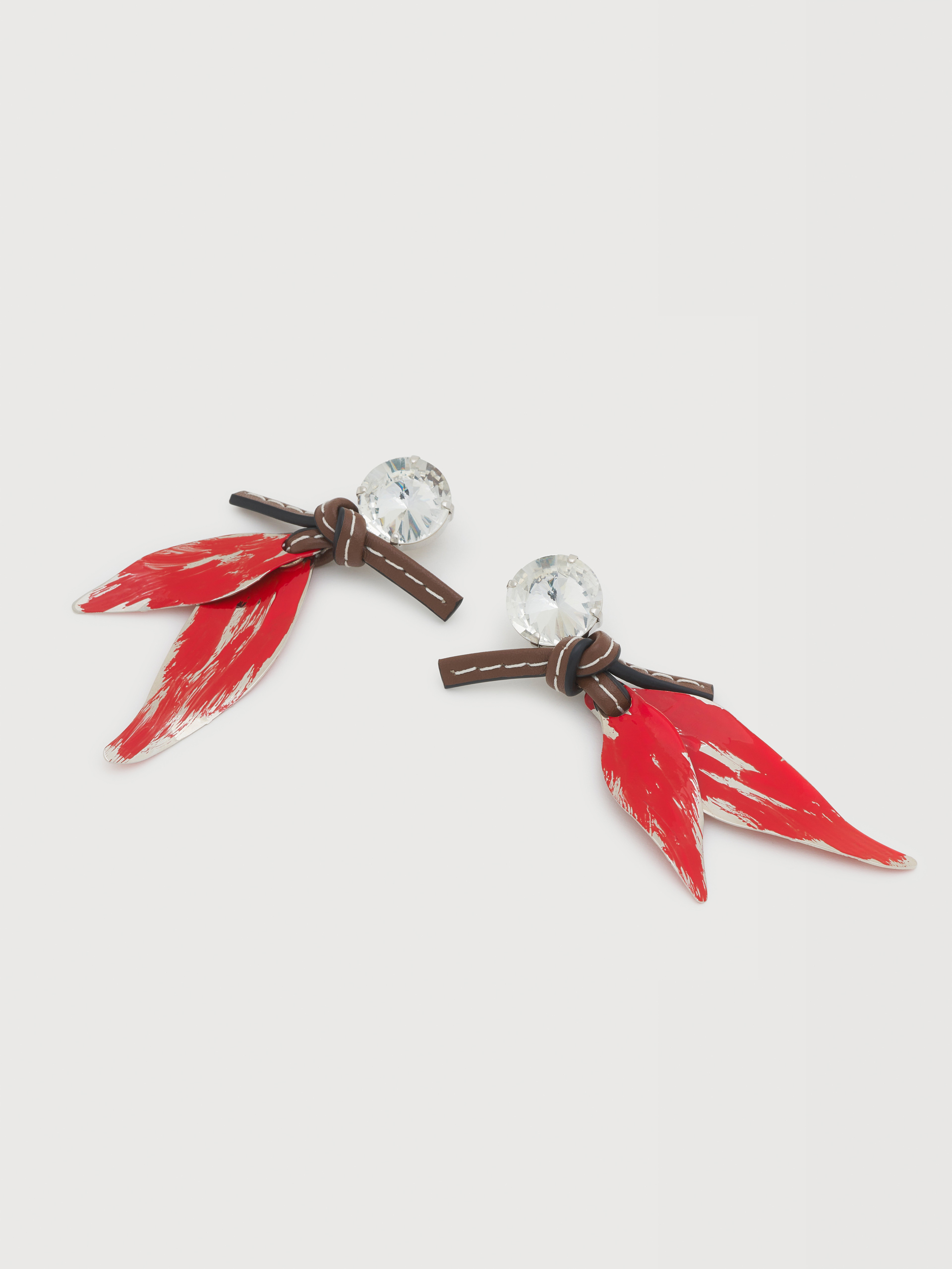 Red leaf charm leather earrings - Earrings - Image 1