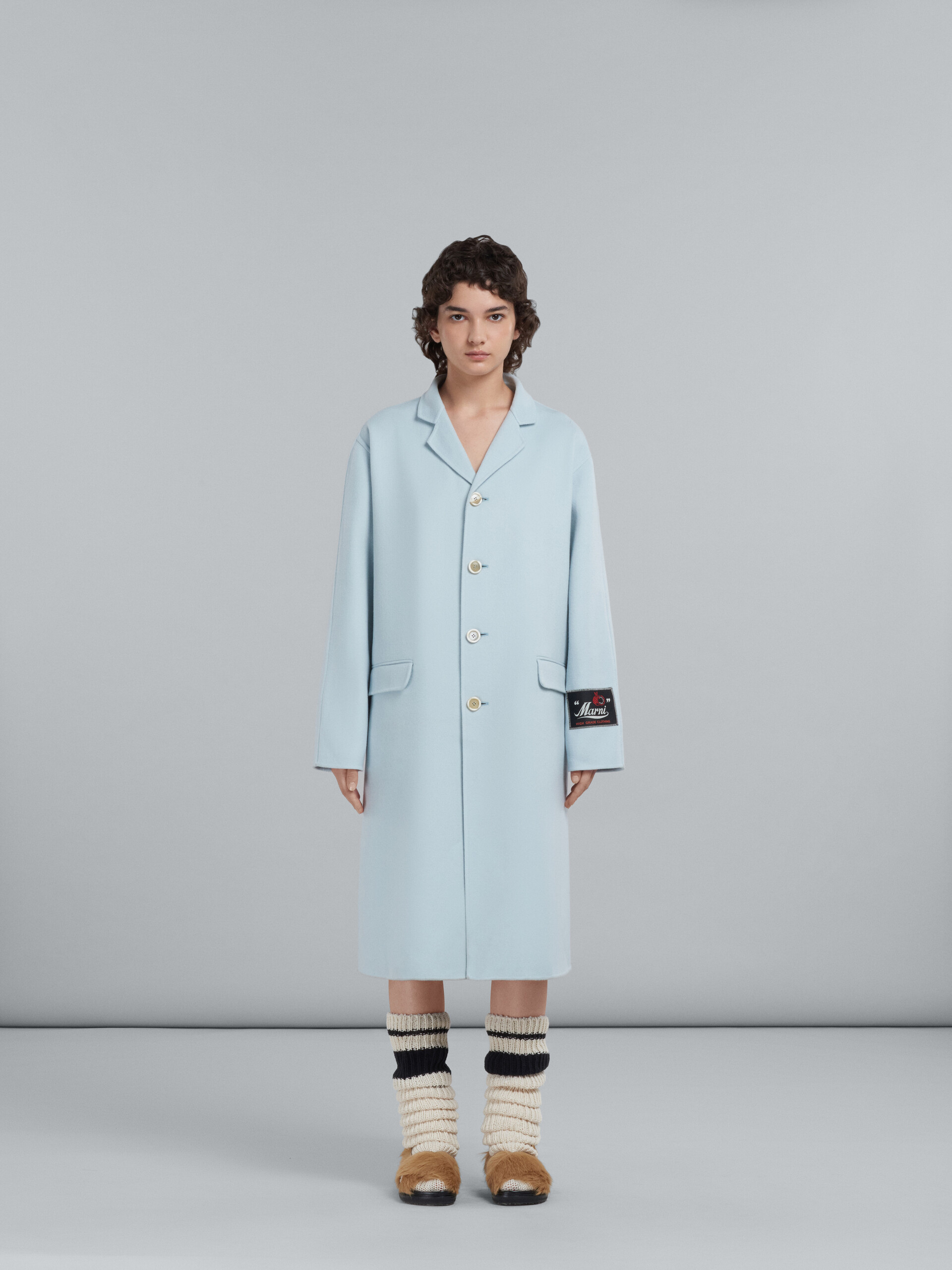 Light blue coat in wool and cashmere - Coat - Image 2