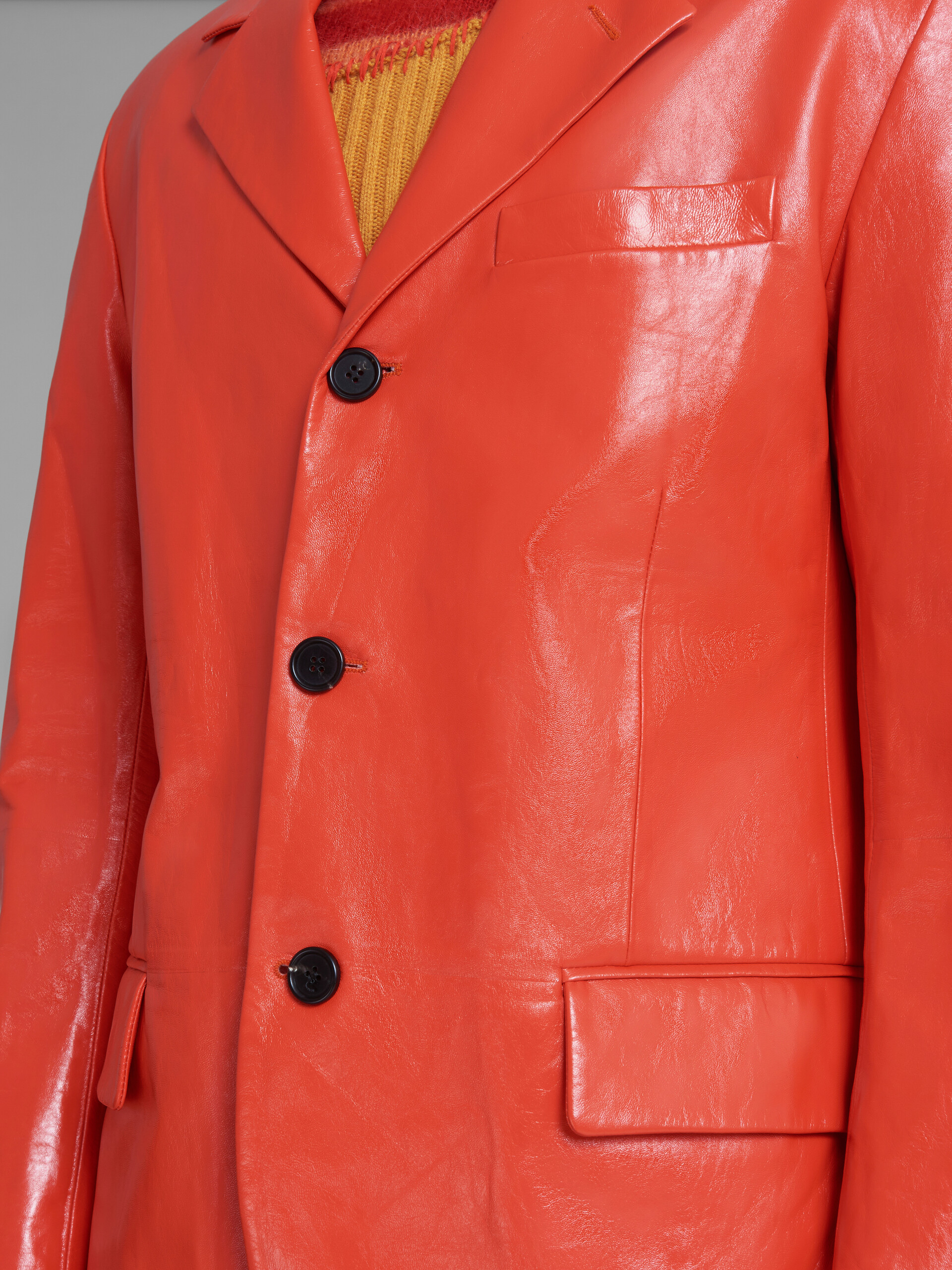 Red single-breasted blazer in ultralight naplak leather - Jackets - Image 5