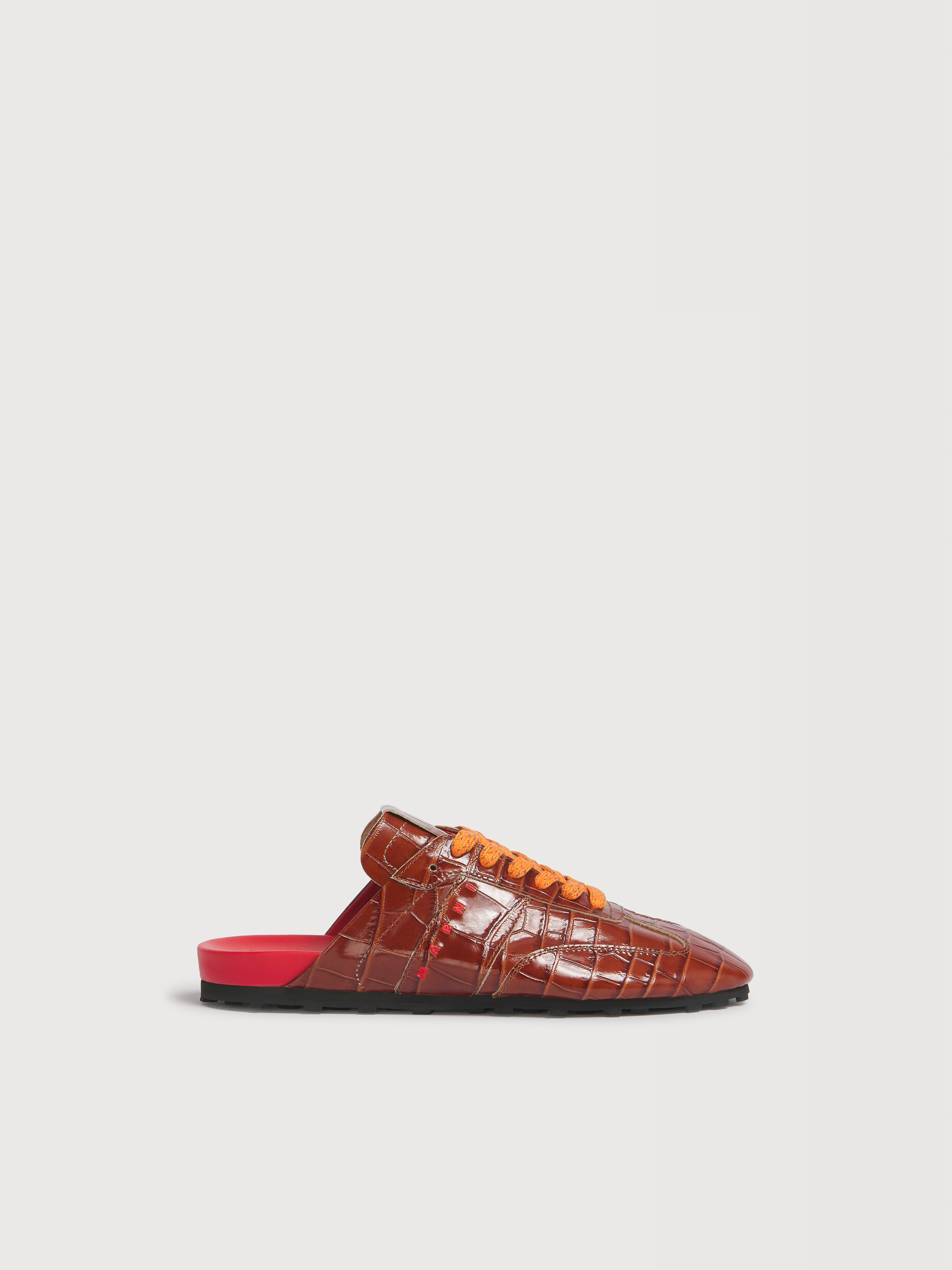 Brown croc-effect leather Softy Soccer slip-on sneaker - Sneakers - Image 1