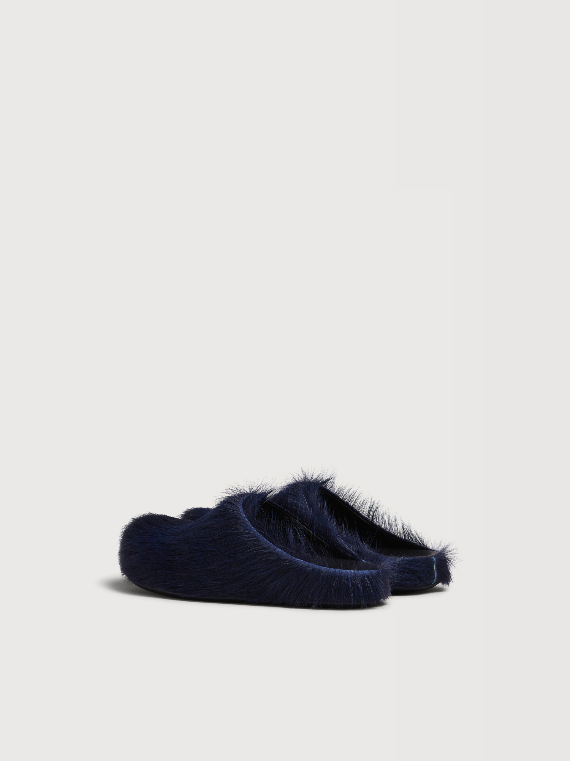 Deep blue long hair calfskin Fussbett sabot - Sandals - Image 3