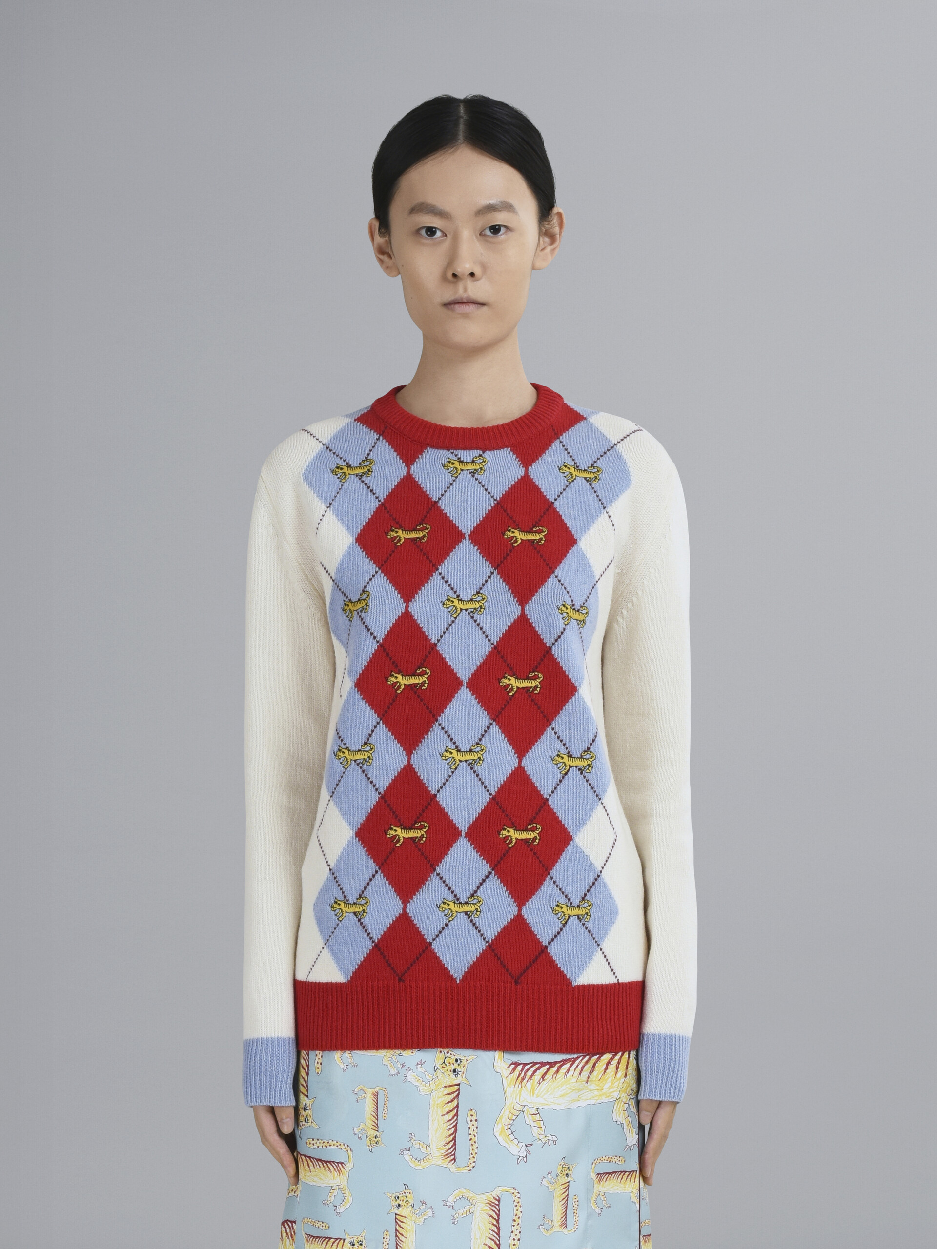 Shetland sweater with Naif Tiger Argyle motif - Pullovers - Image 2