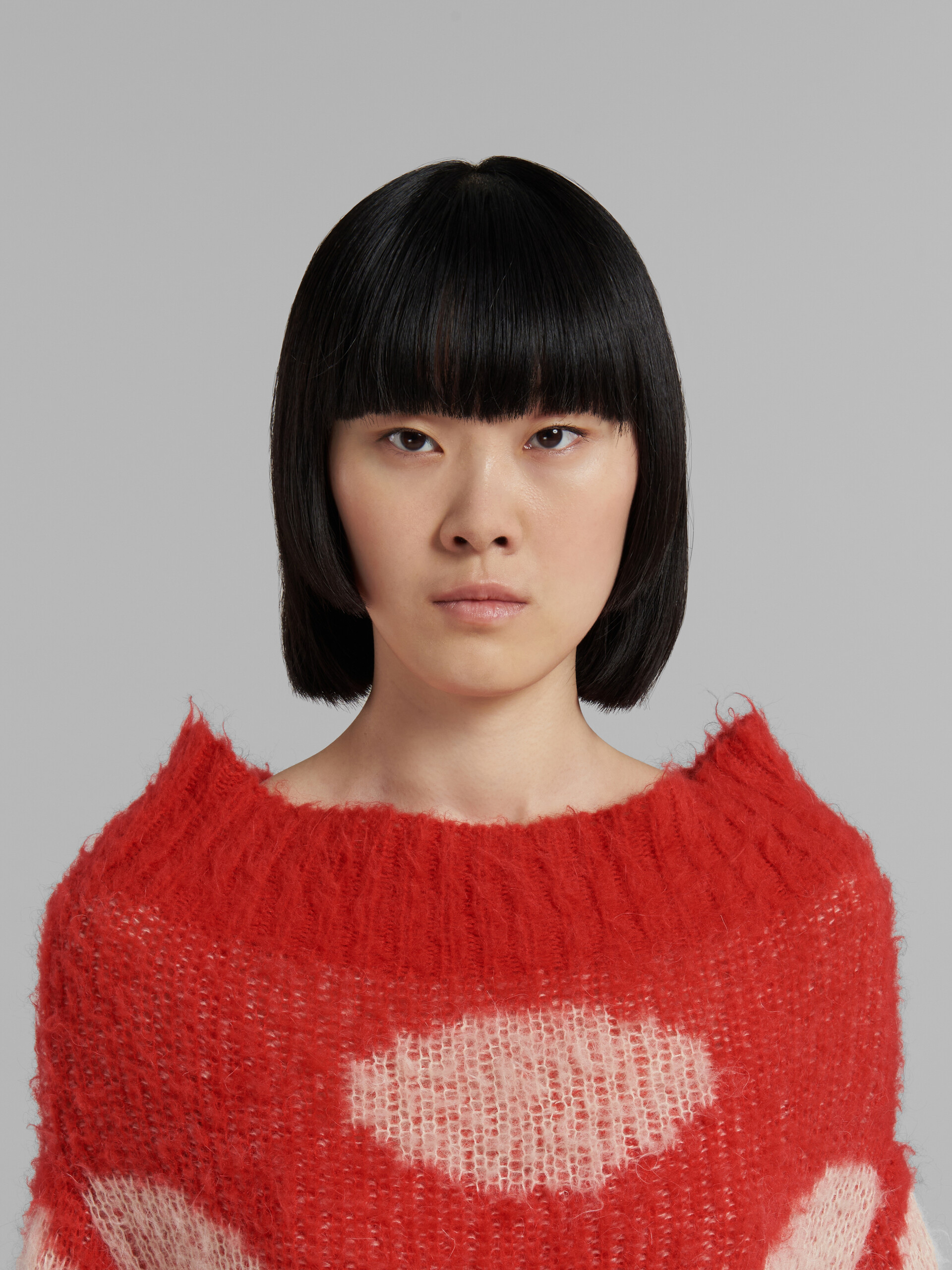 Red mohair boat-neck jumper with polka dots - Pullovers - Image 4