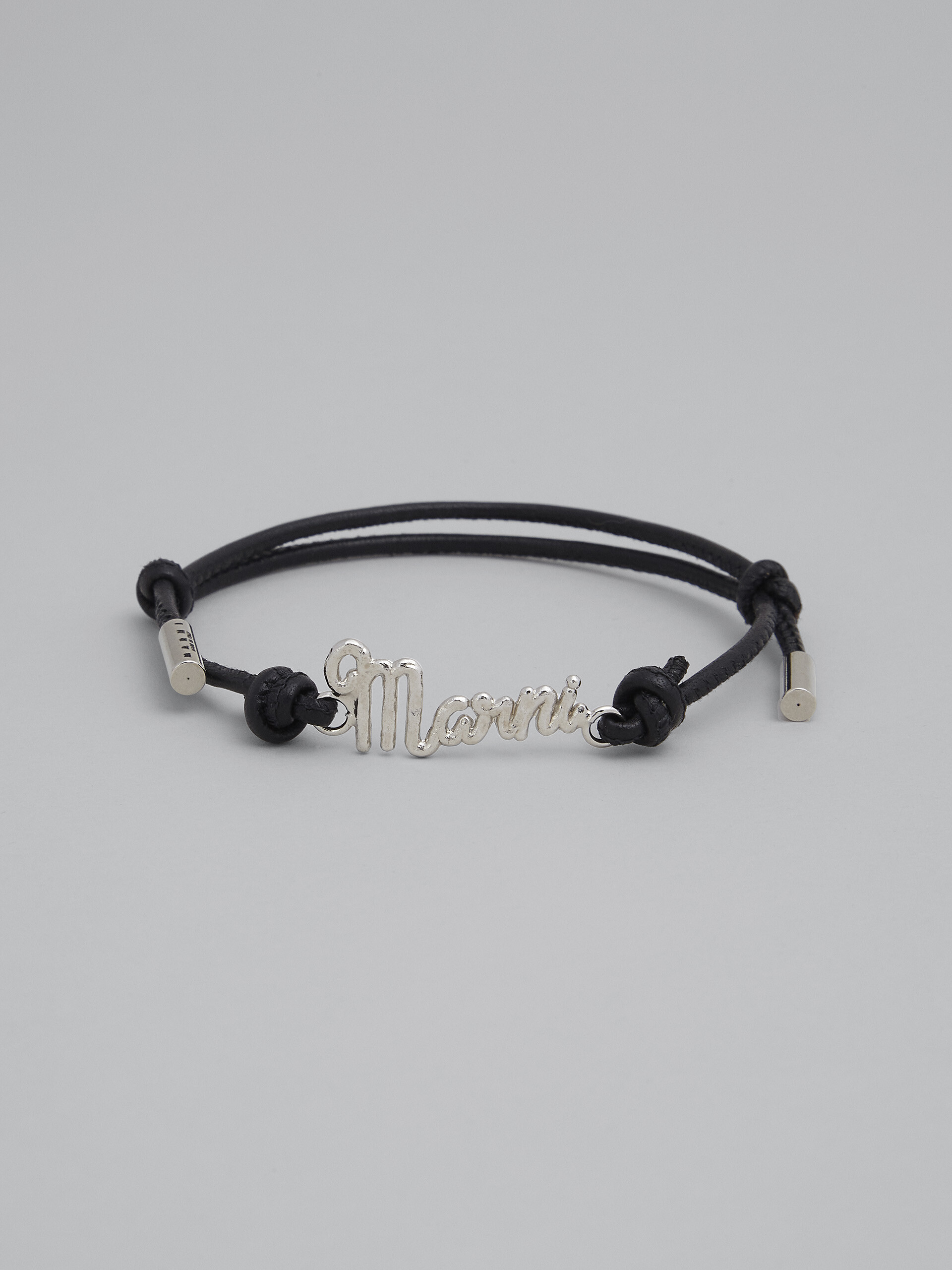 Black leather logo bracelet - Bracelets - Image 4