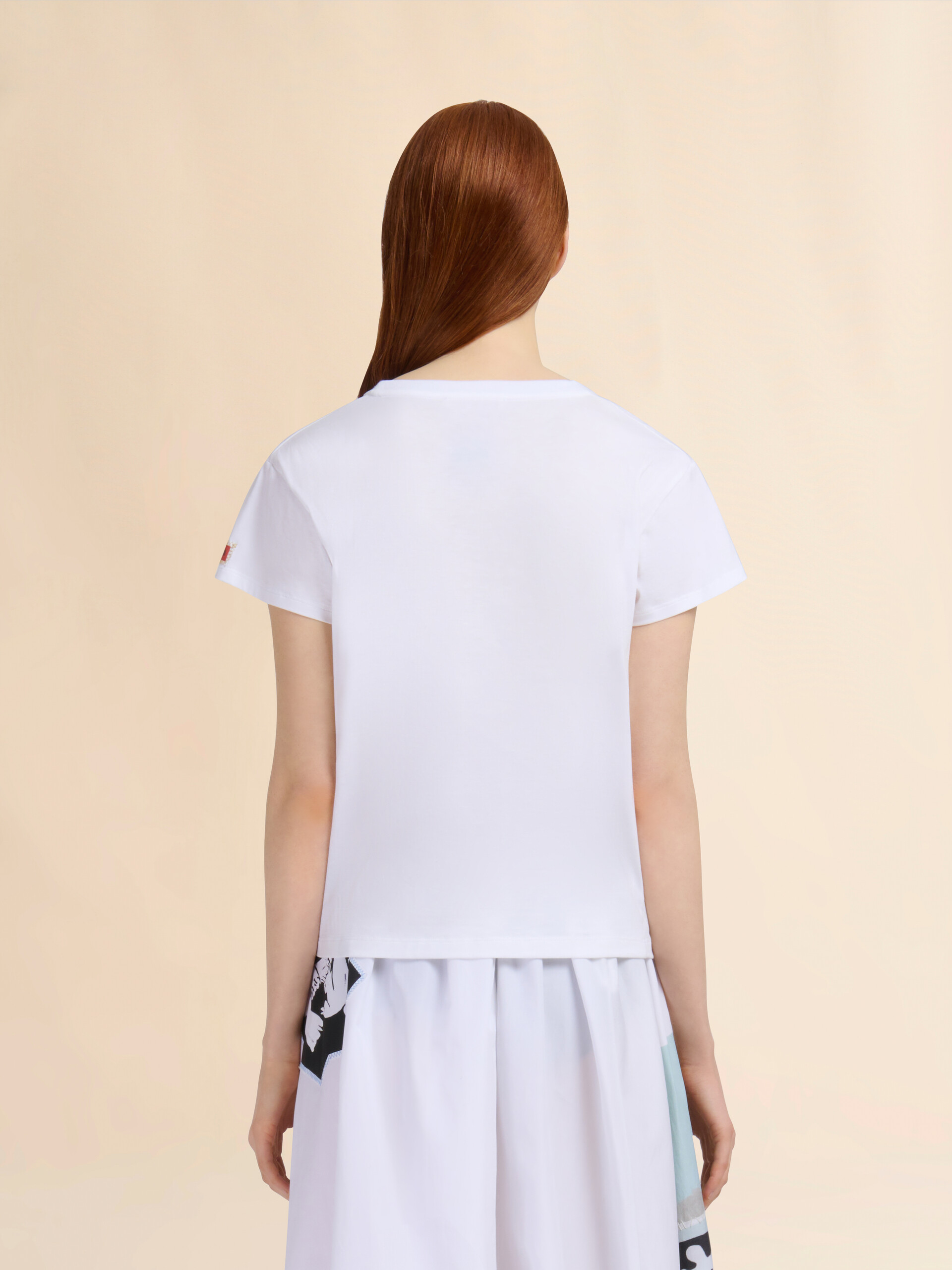 T-shirt in cotone bianco con stampa e applicazioni - T-shirt - Image 3