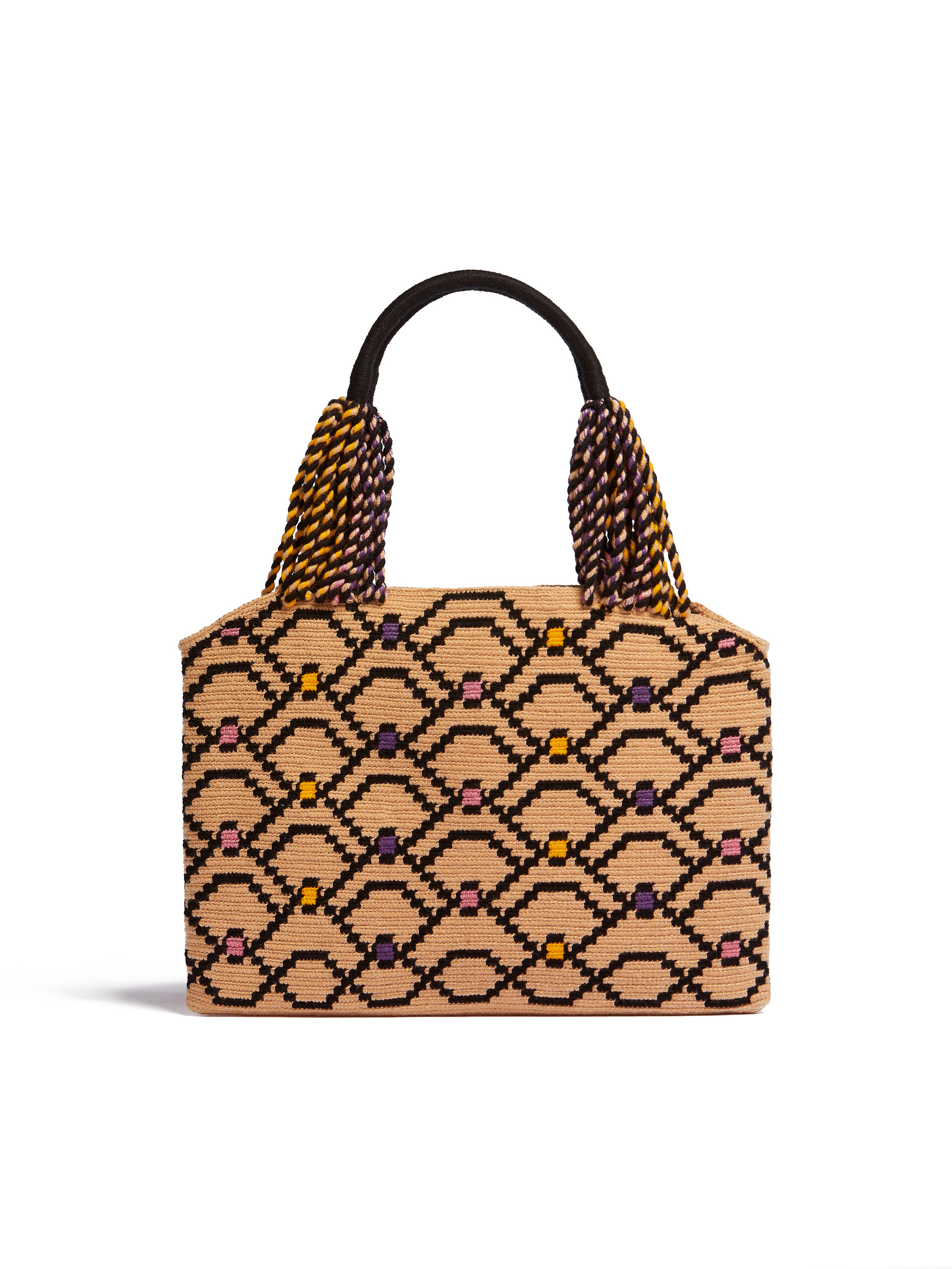Colour-block intarsia MARNI MARKET tech wool bag - Shopping Bags - Image 3