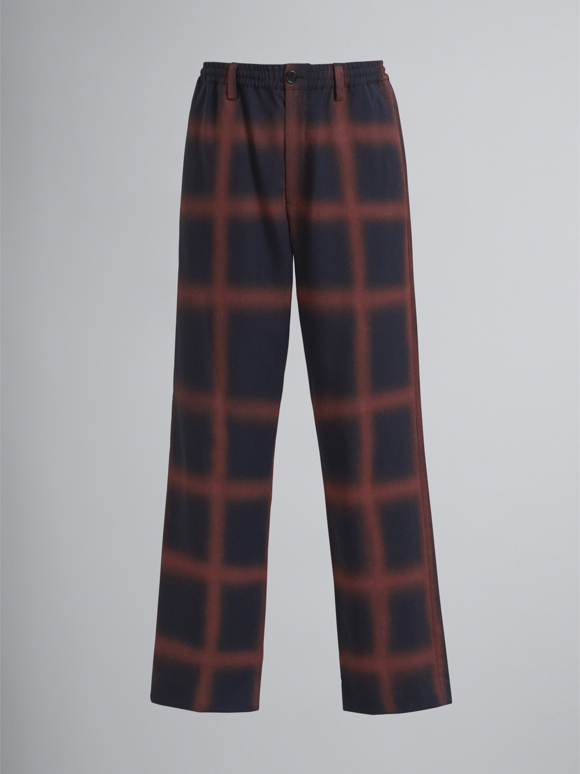 Pantaloni in fresco di lana con motivo a riquadri aerografato - Pantaloni - Image 1