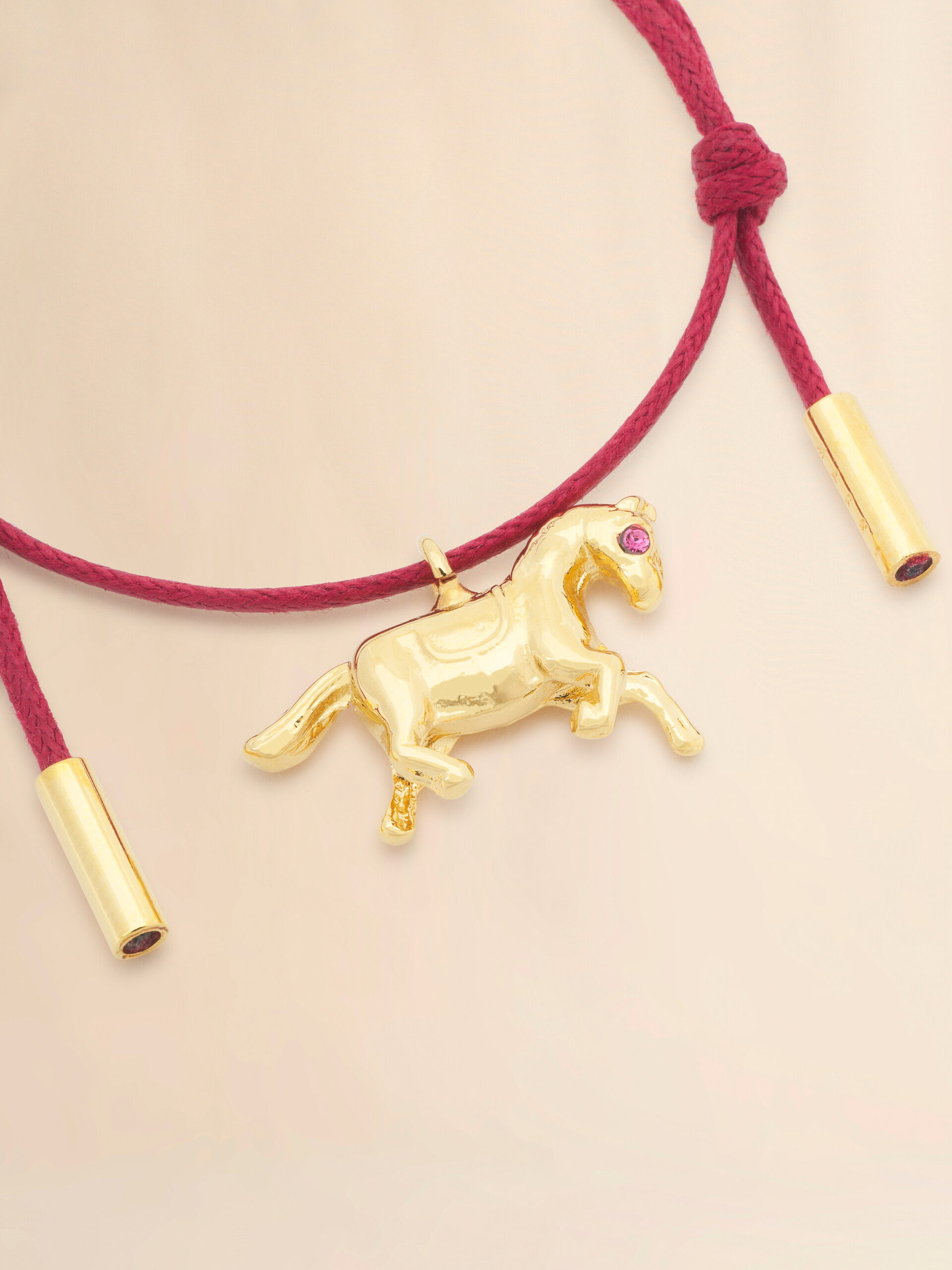 Red shoelace bracelet with horse charm - Bracelets - Image 3