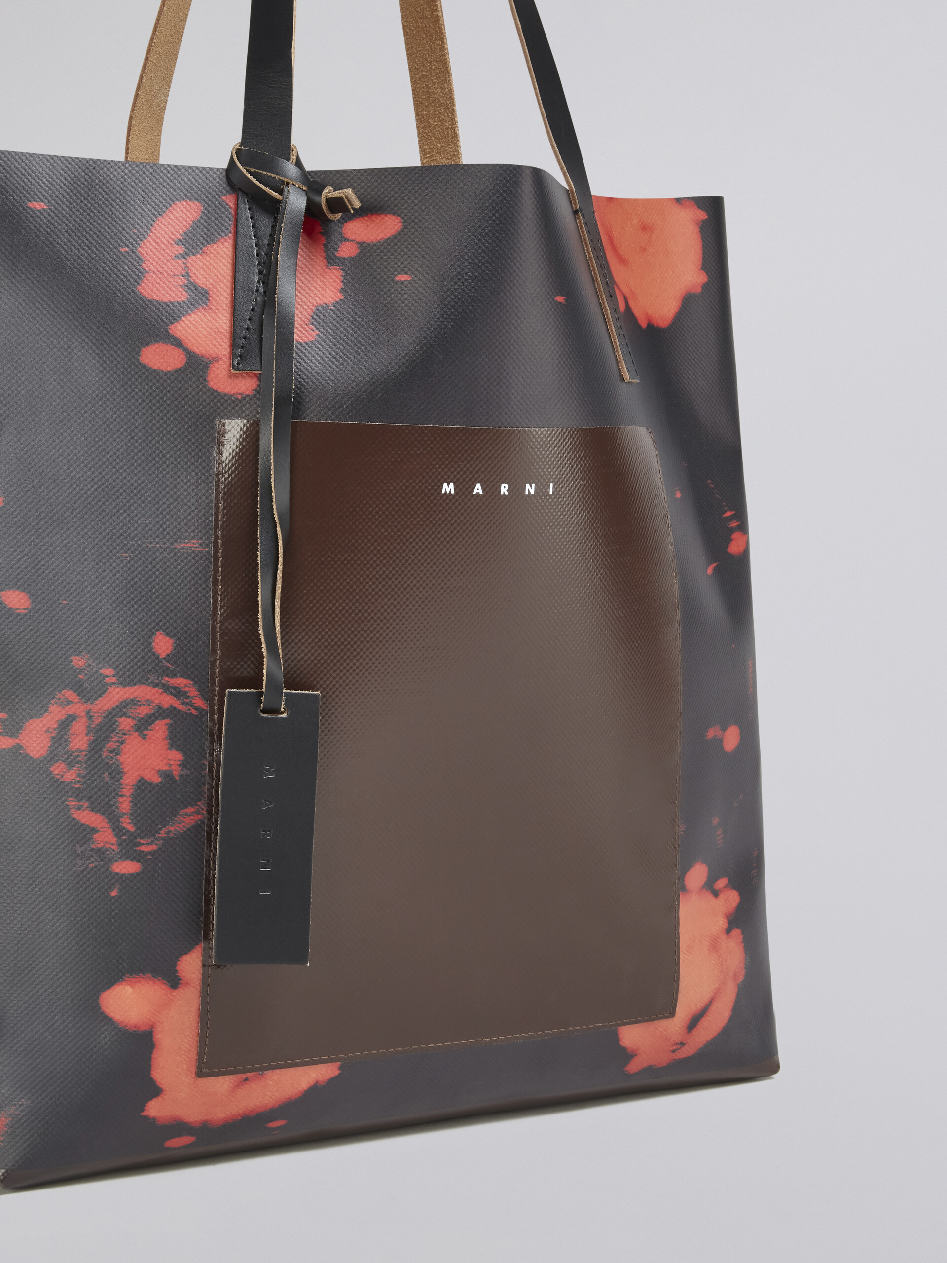 Black Faded Roses print PVC bag - Shopping Bags - Image 5