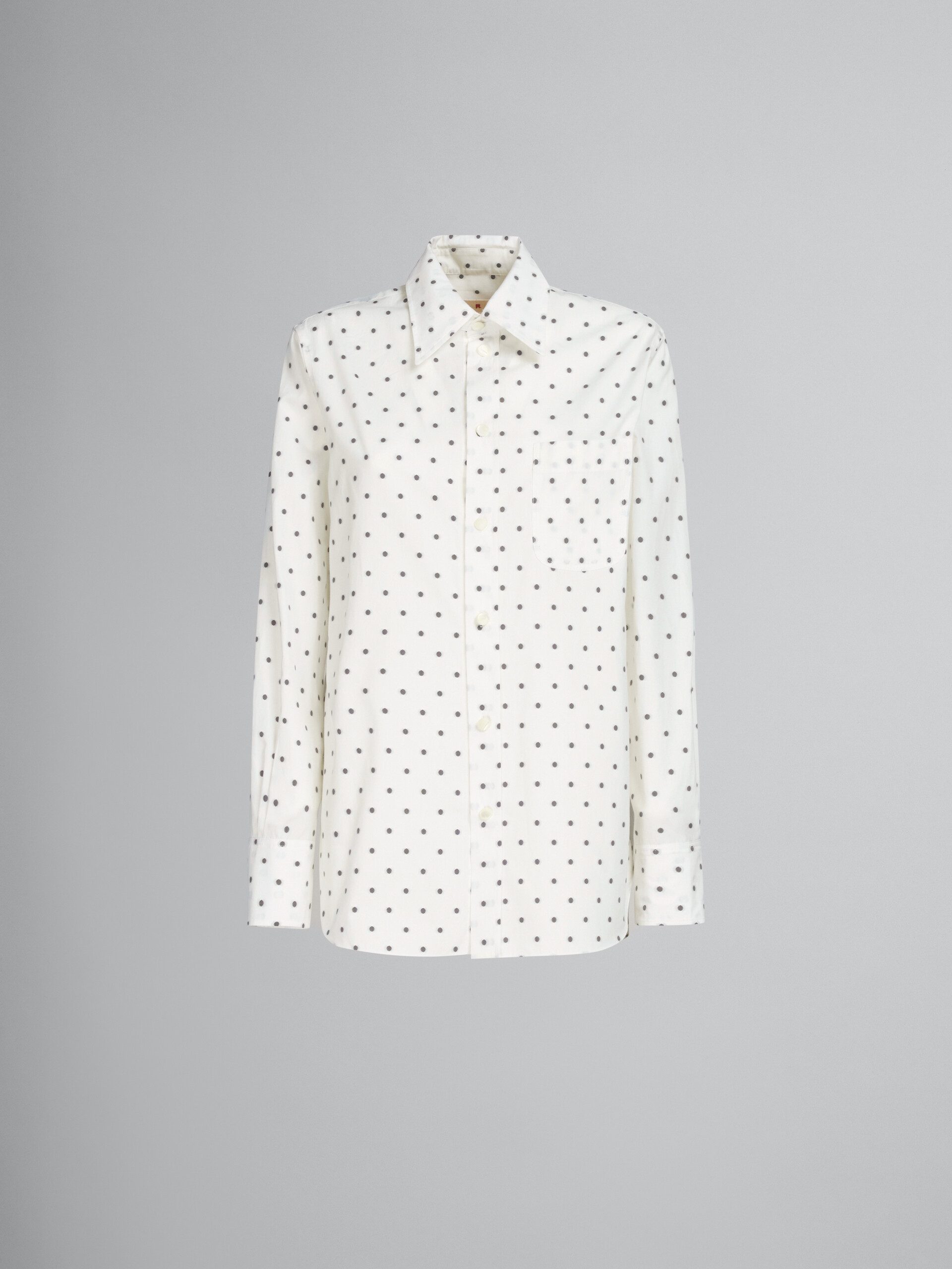 White poplin shirt with polka dots - Shirts - Image 1