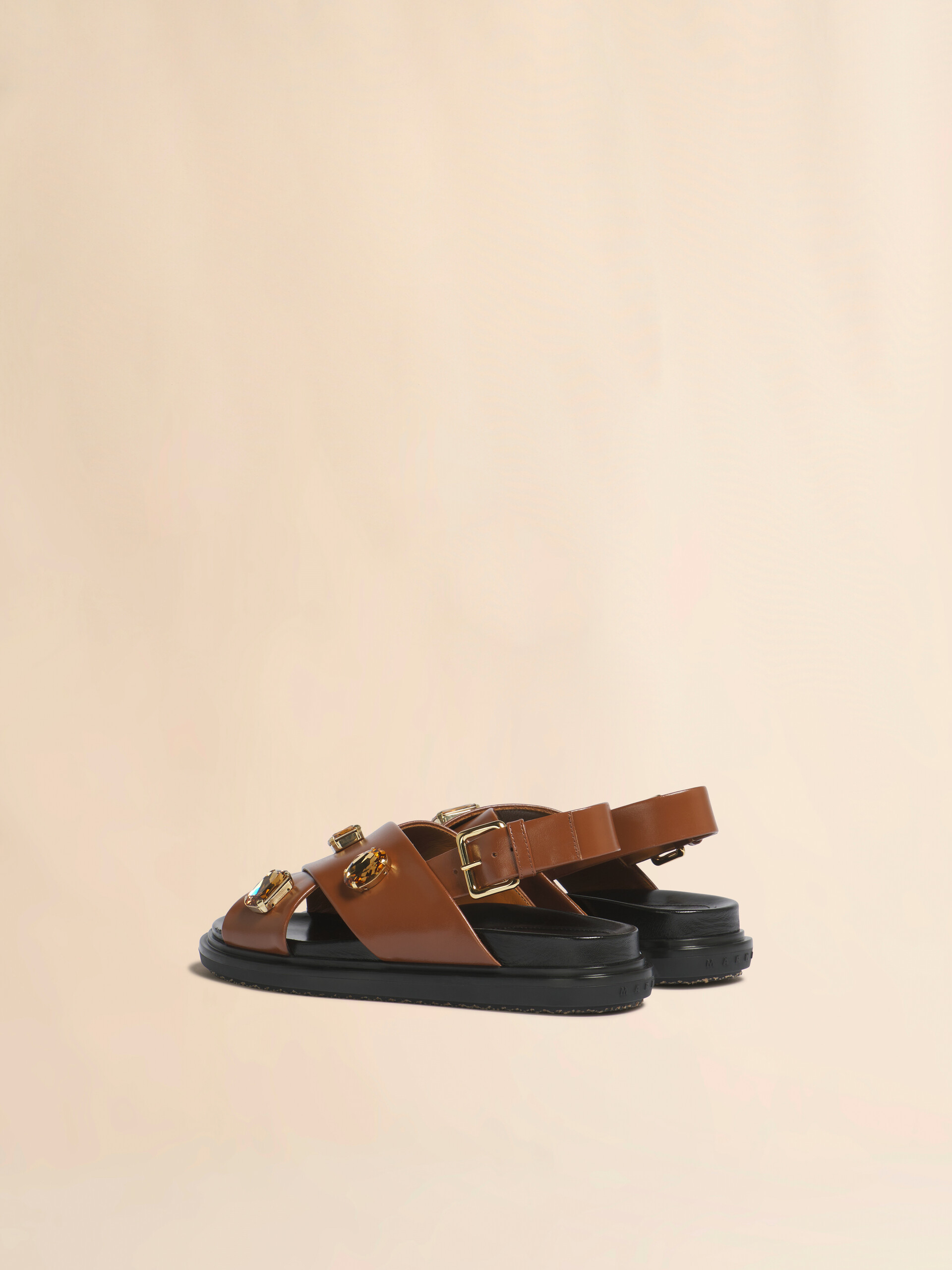 Brown leather Fussbett with crystals - Sandals - Image 3
