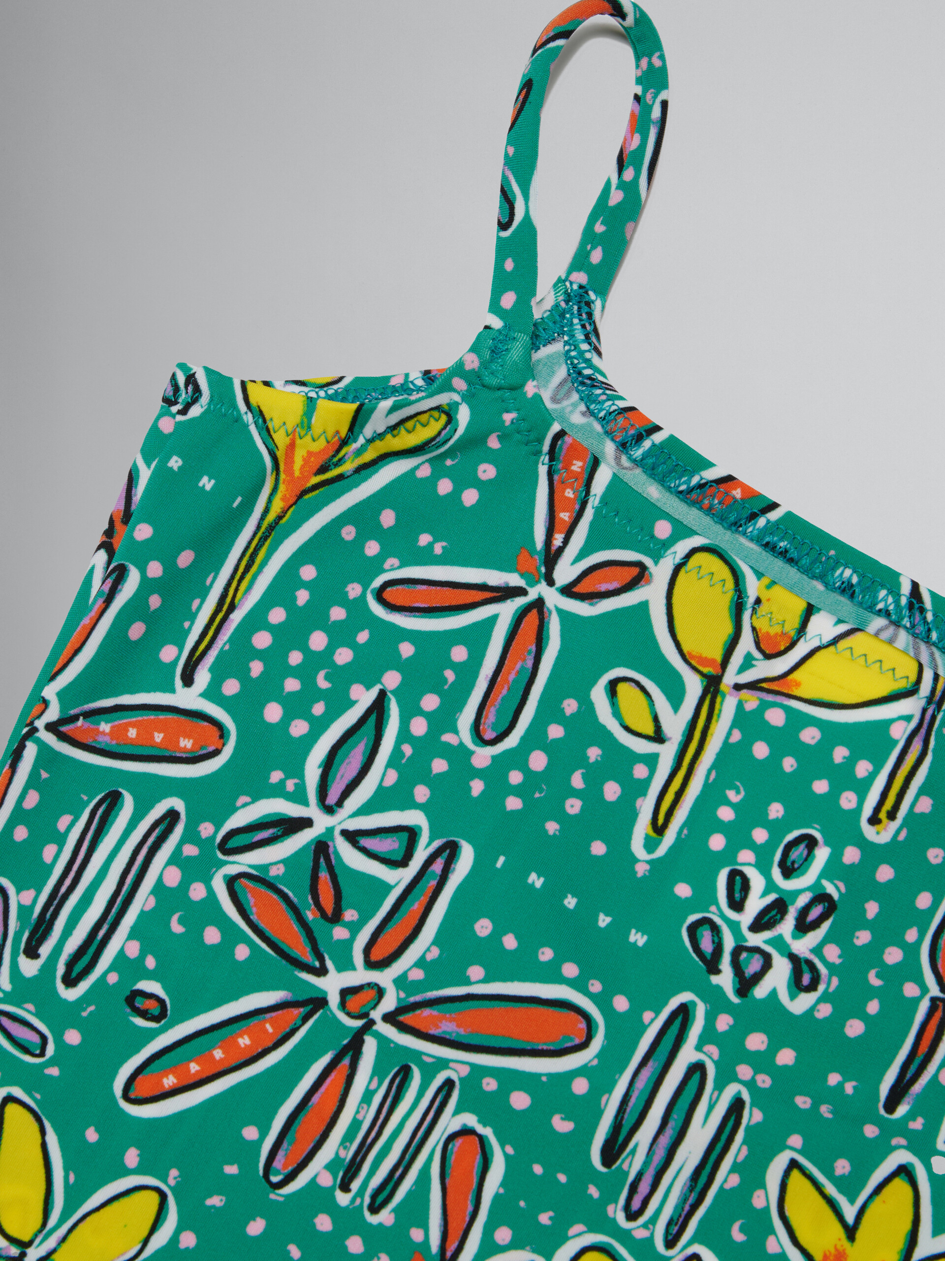 Green one-piece swimsuit with Carioca print - kids - Image 4