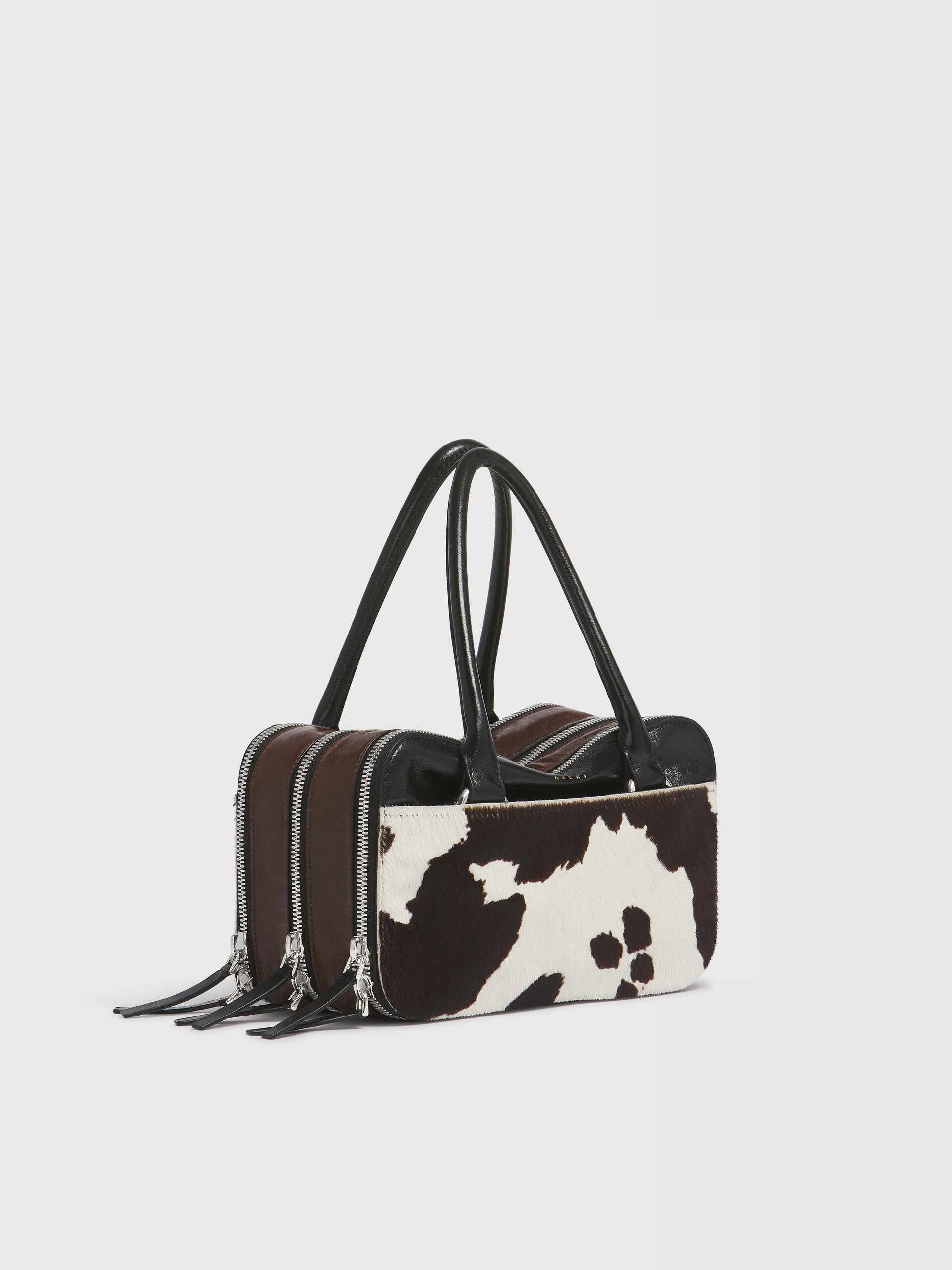 Borsa Boxyne piccola in pelle e cavallino stampa mucca - Borse a mano - Image 5