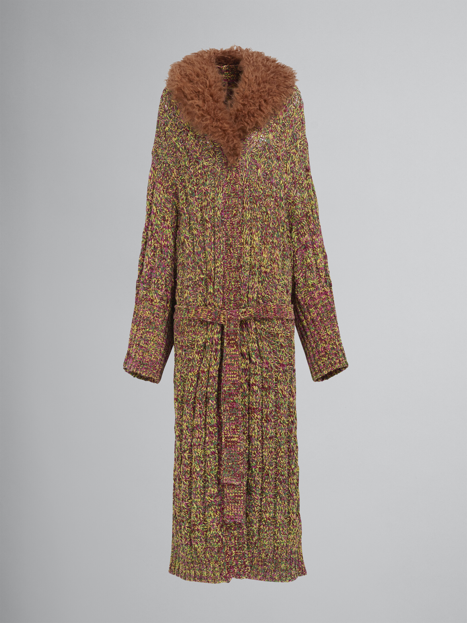 Viscose and cotton chenille long cardigan - Pullovers - Image 1