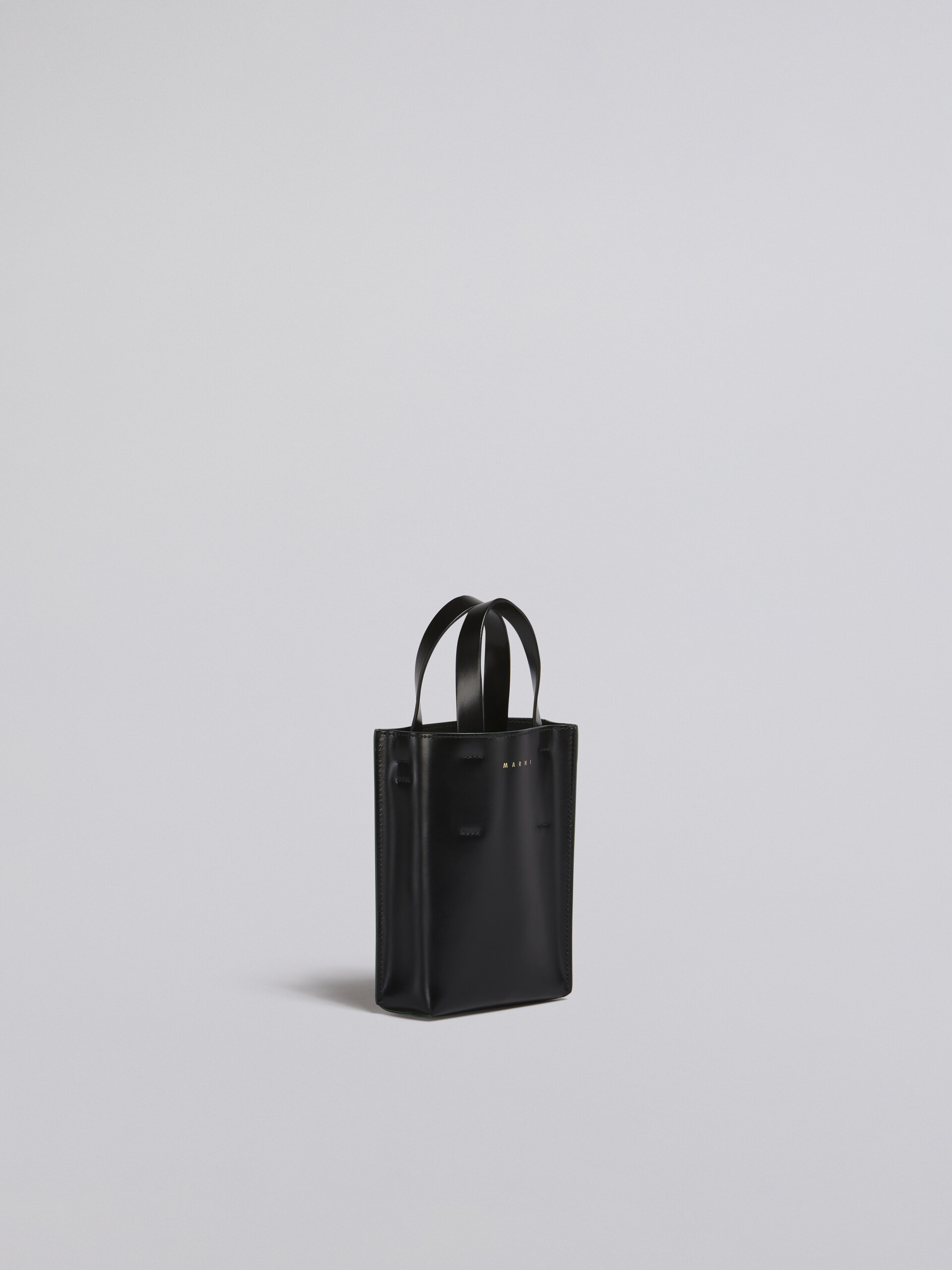 Nano MUSEO shopping bag in black shiny smooth calfskin with shoulder strap - Shopping Bags - Image 4