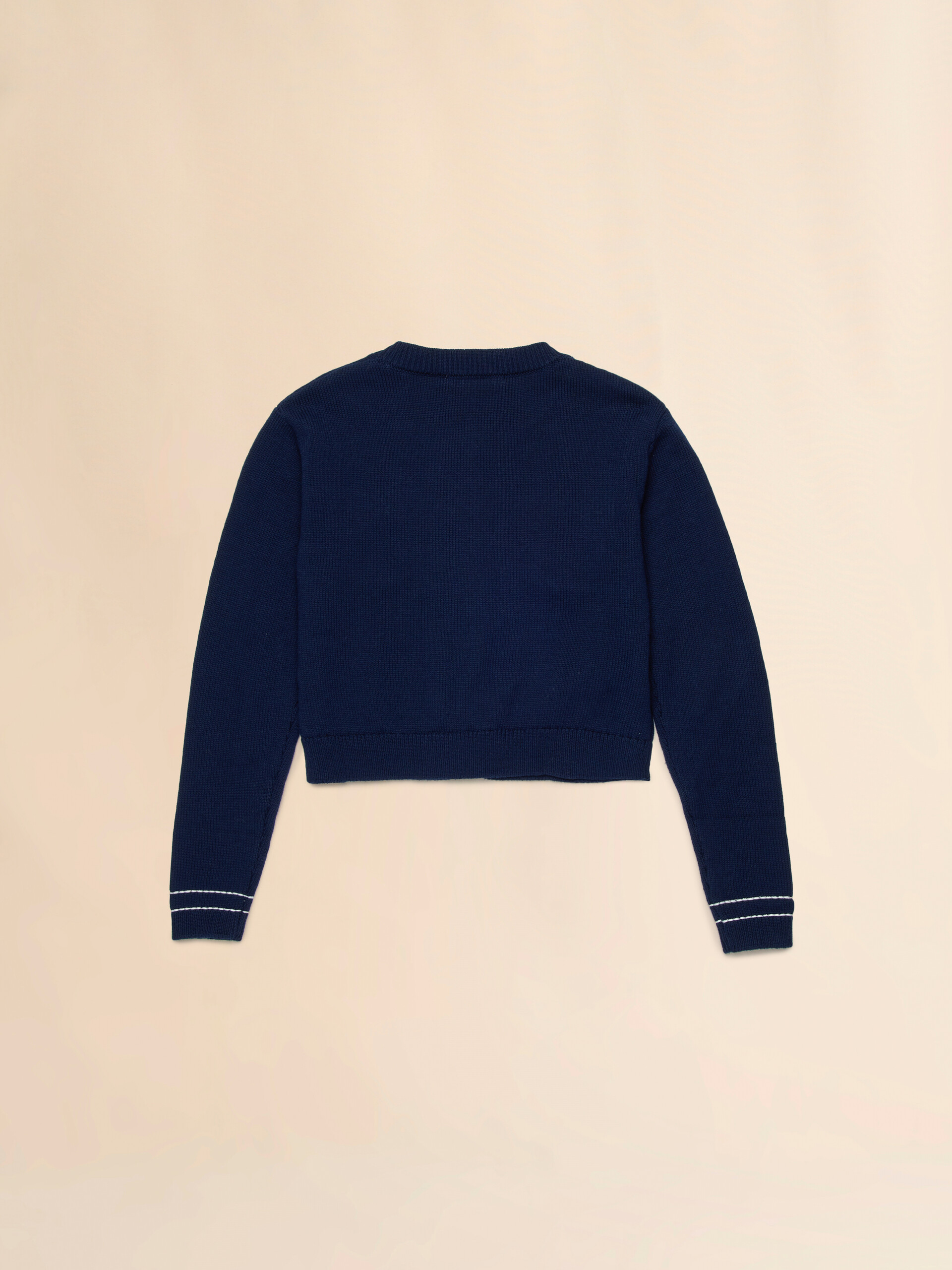 Deep blue cotton cardigan with contrast stitching - Knitwear - Image 2