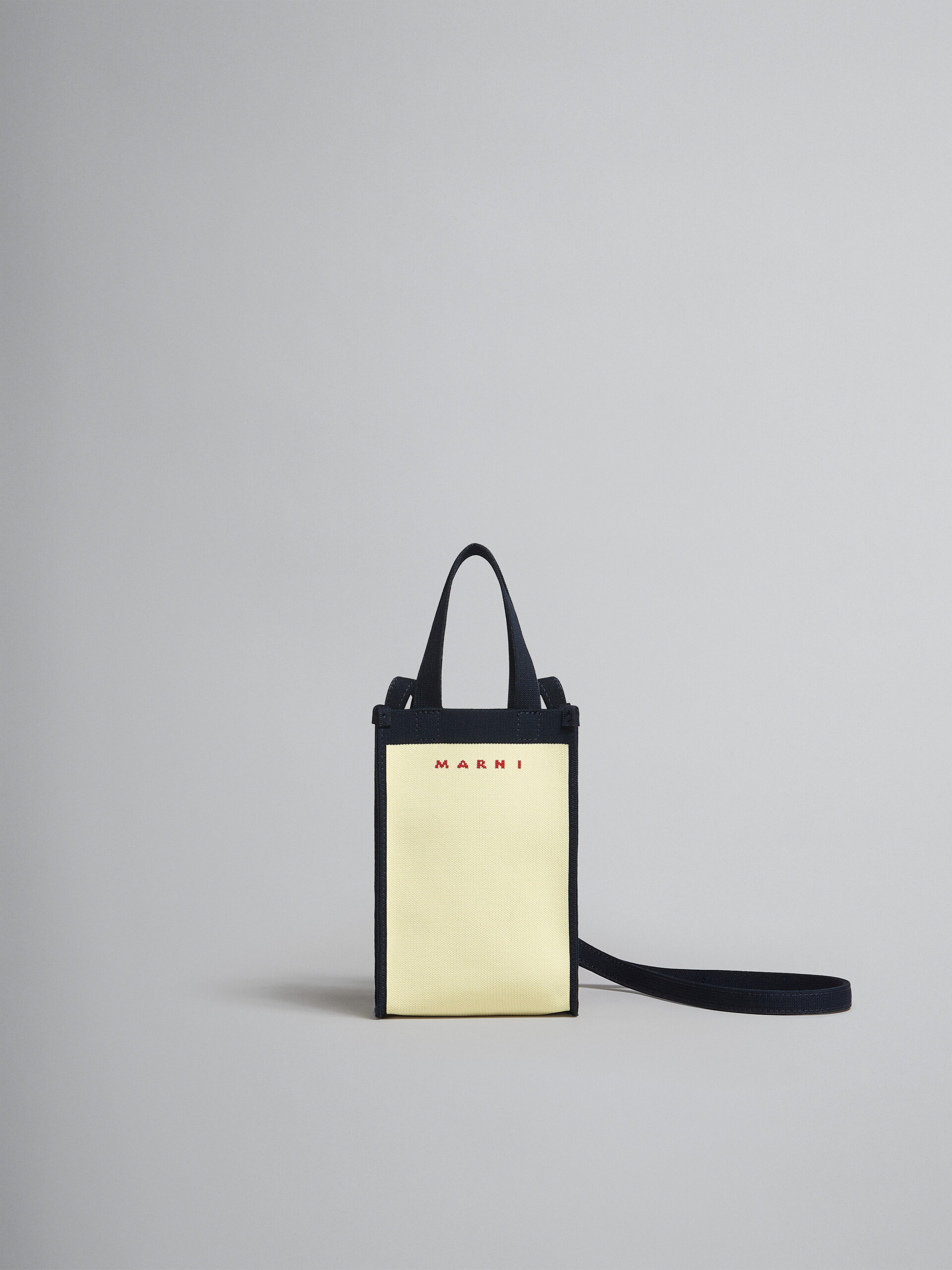 Ecru and blue Jacquard Mini Shoulder Bag - Shoulder Bag - Image 1