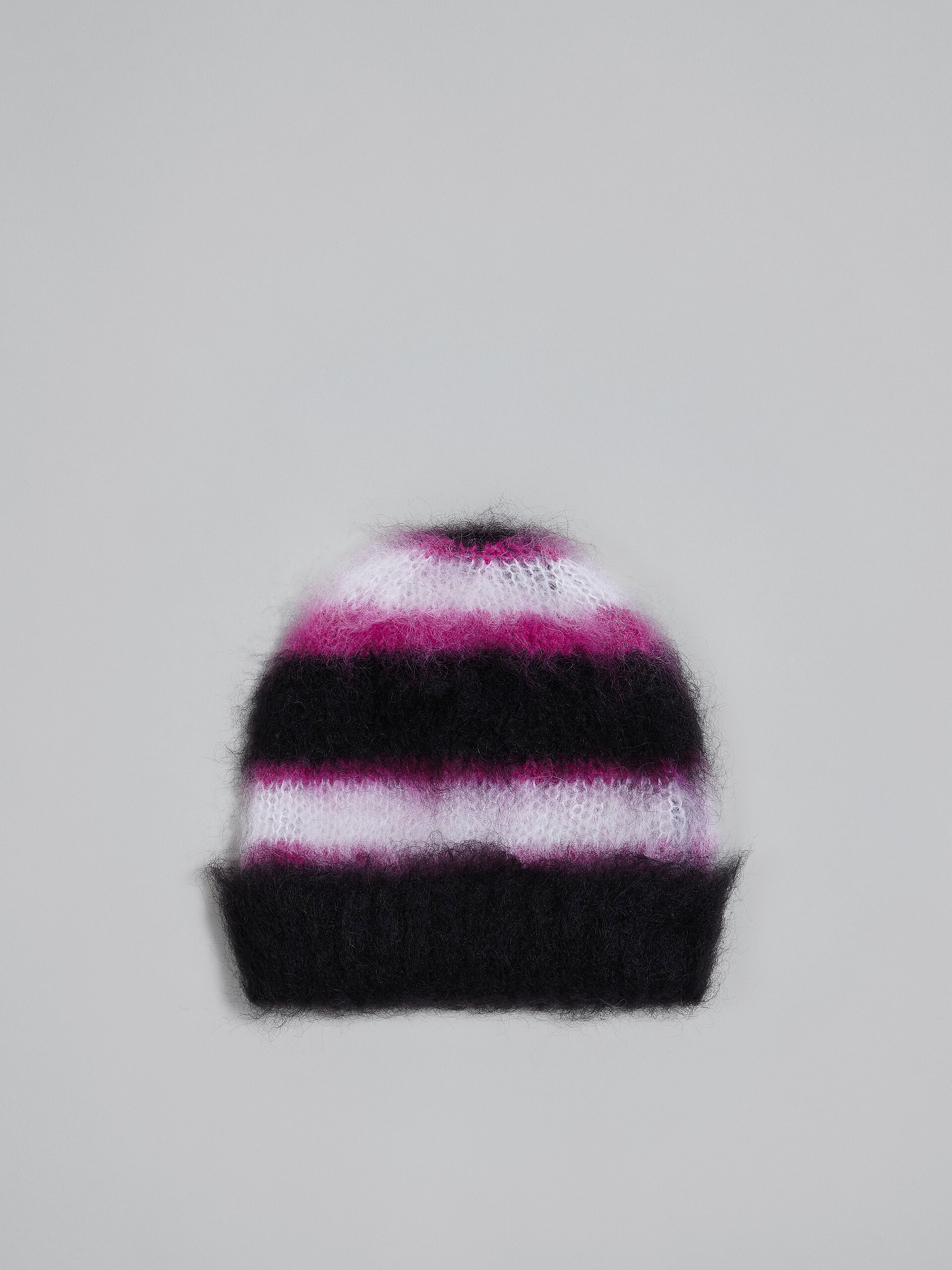 Schwarz gestreifte Mütze aus Mohair und Wolle - Hüte - Image 3