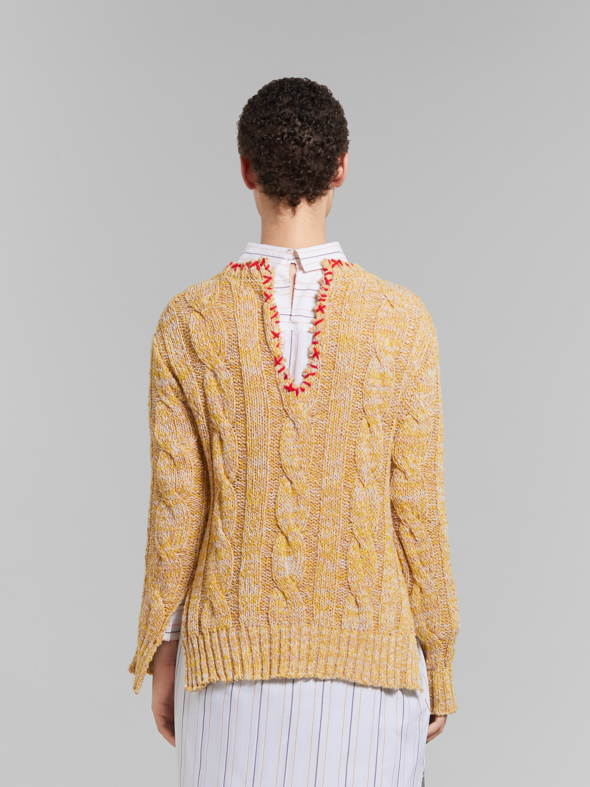 Yellow mouliné jumper with nibbled edges - Pullovers - Image 3