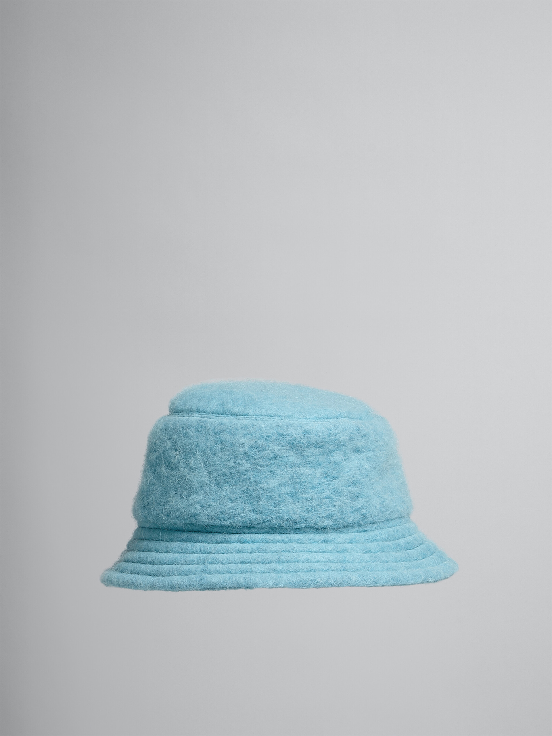 Sky blue brushed wool blend bucket hat 
