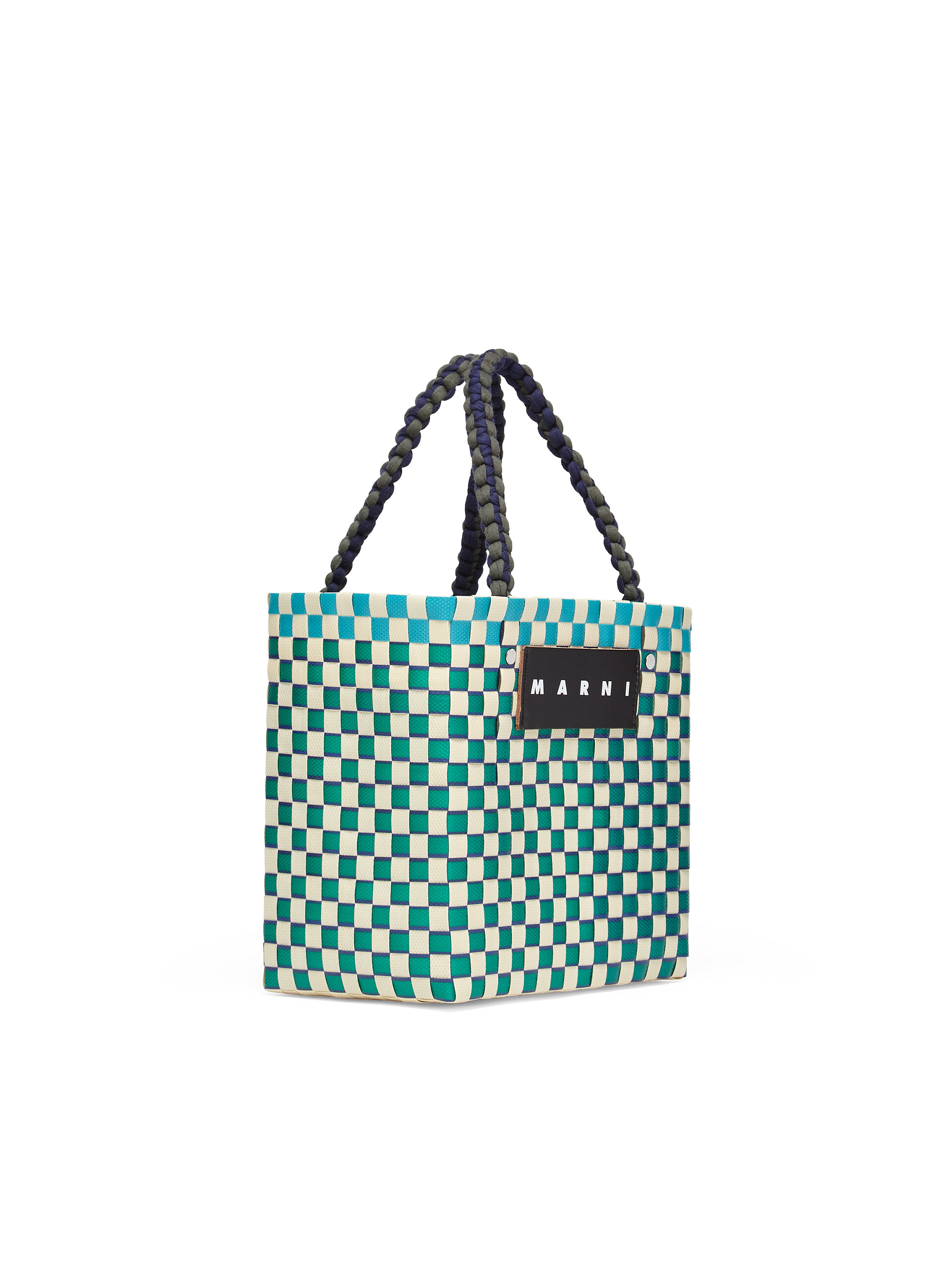 MARNI MARKET BASKET bag in pale blue square woven material Marni