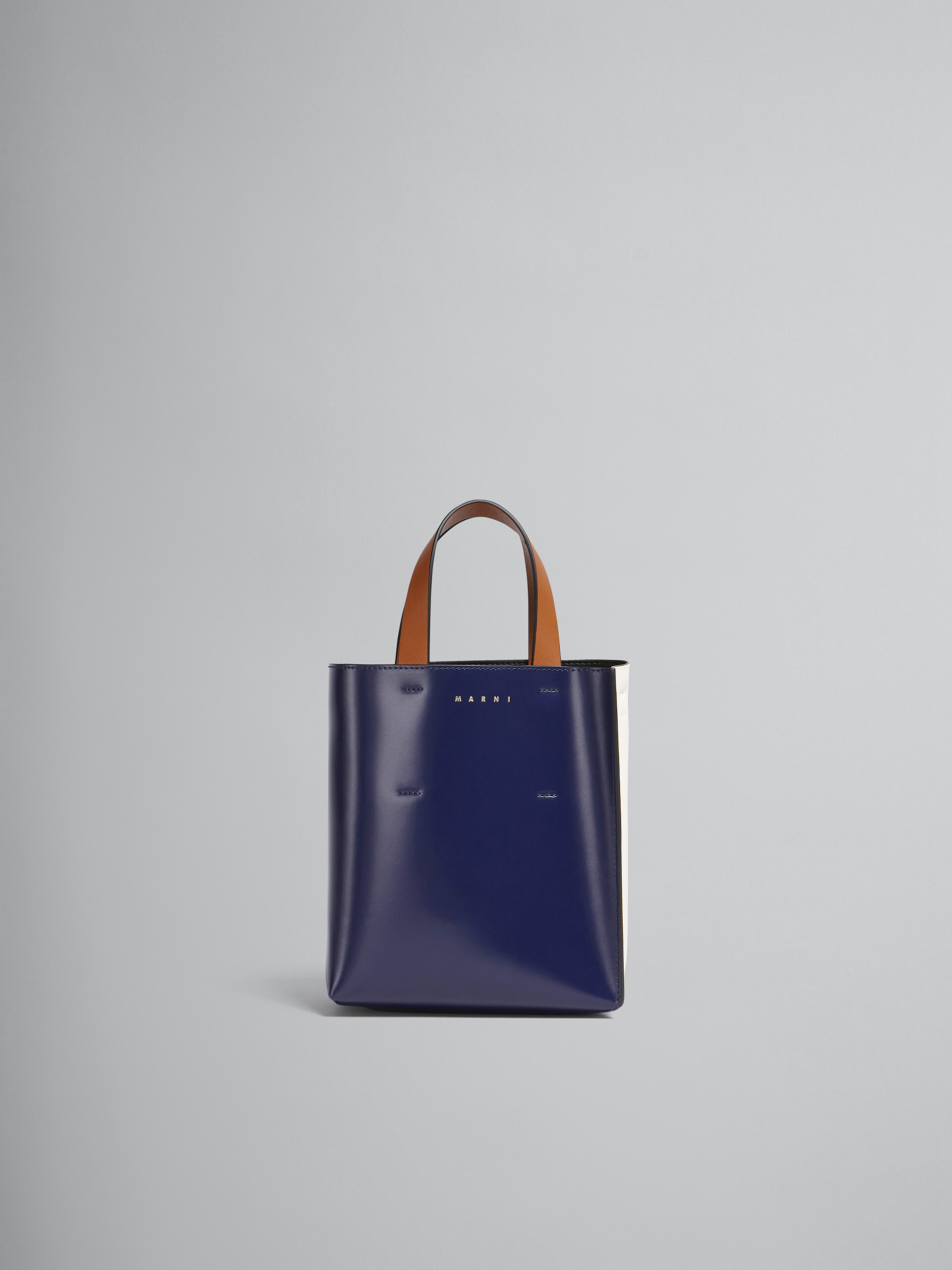 MUSEO mini bag in blue and white leather - Shopping Bags - Image 1