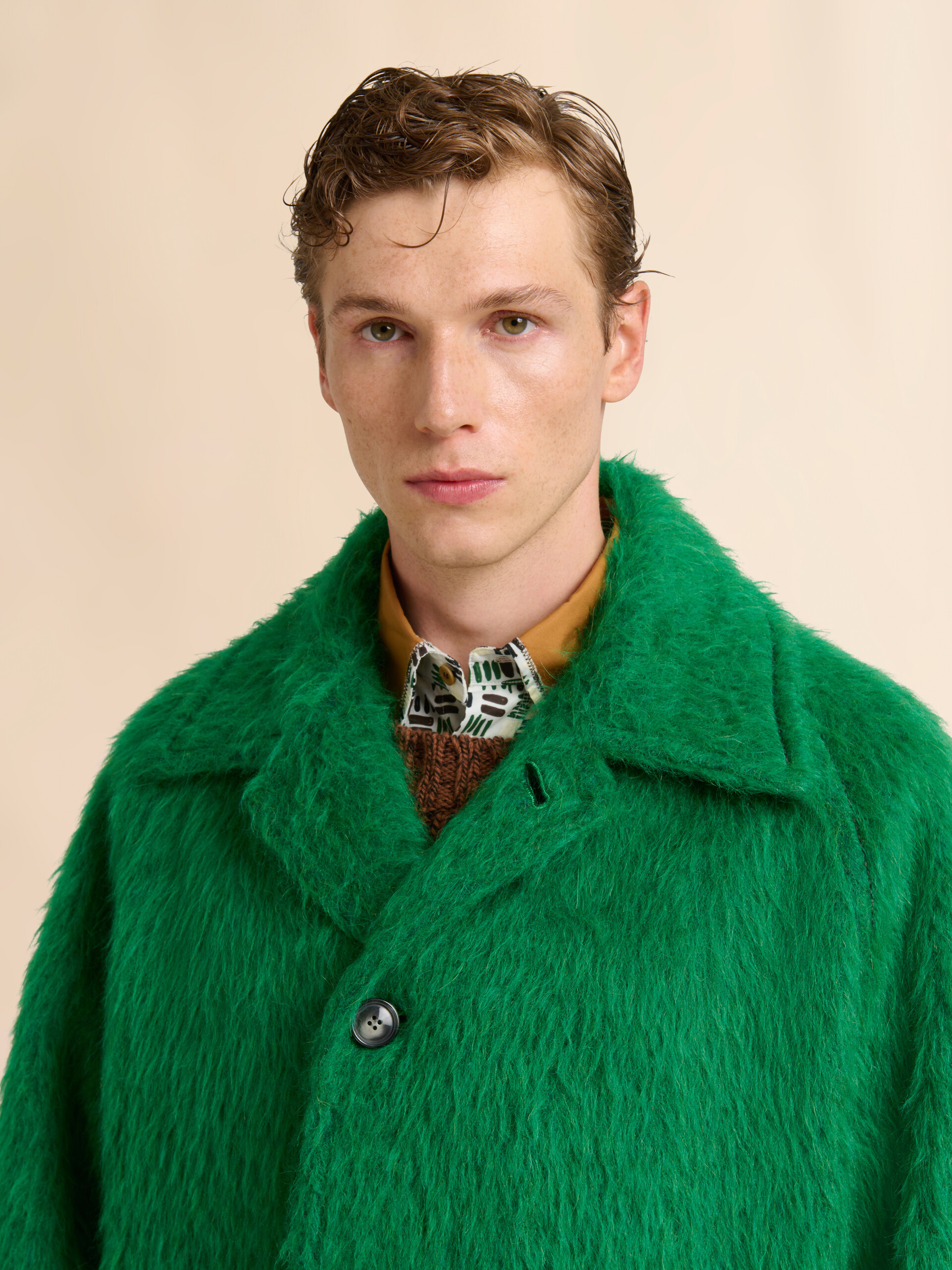 Green wool jacket with shaggy brushed finish - Jackets - Image 4