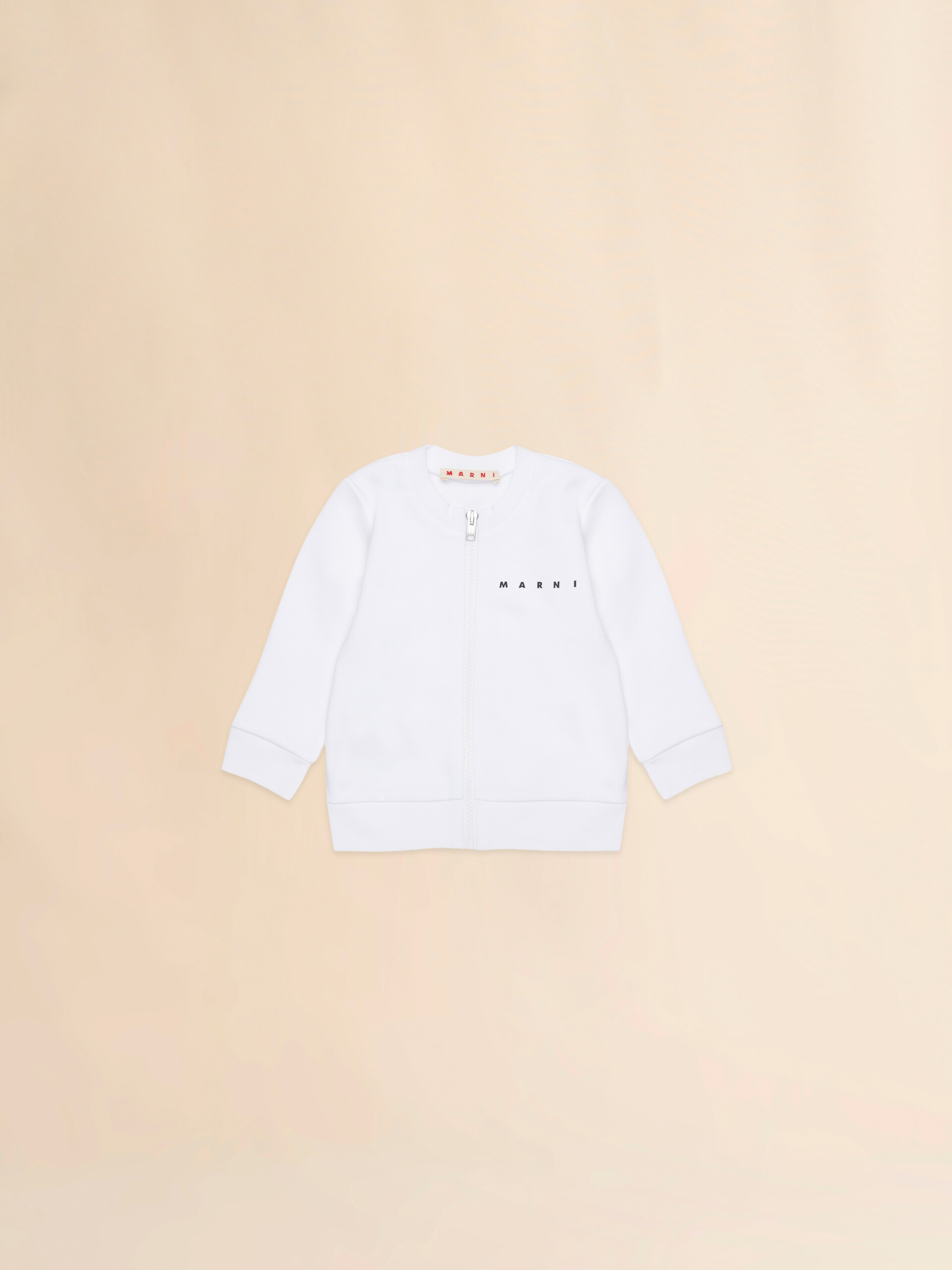 White cotton zipper sweatshirt with Marni print - Sweaters - Image 1