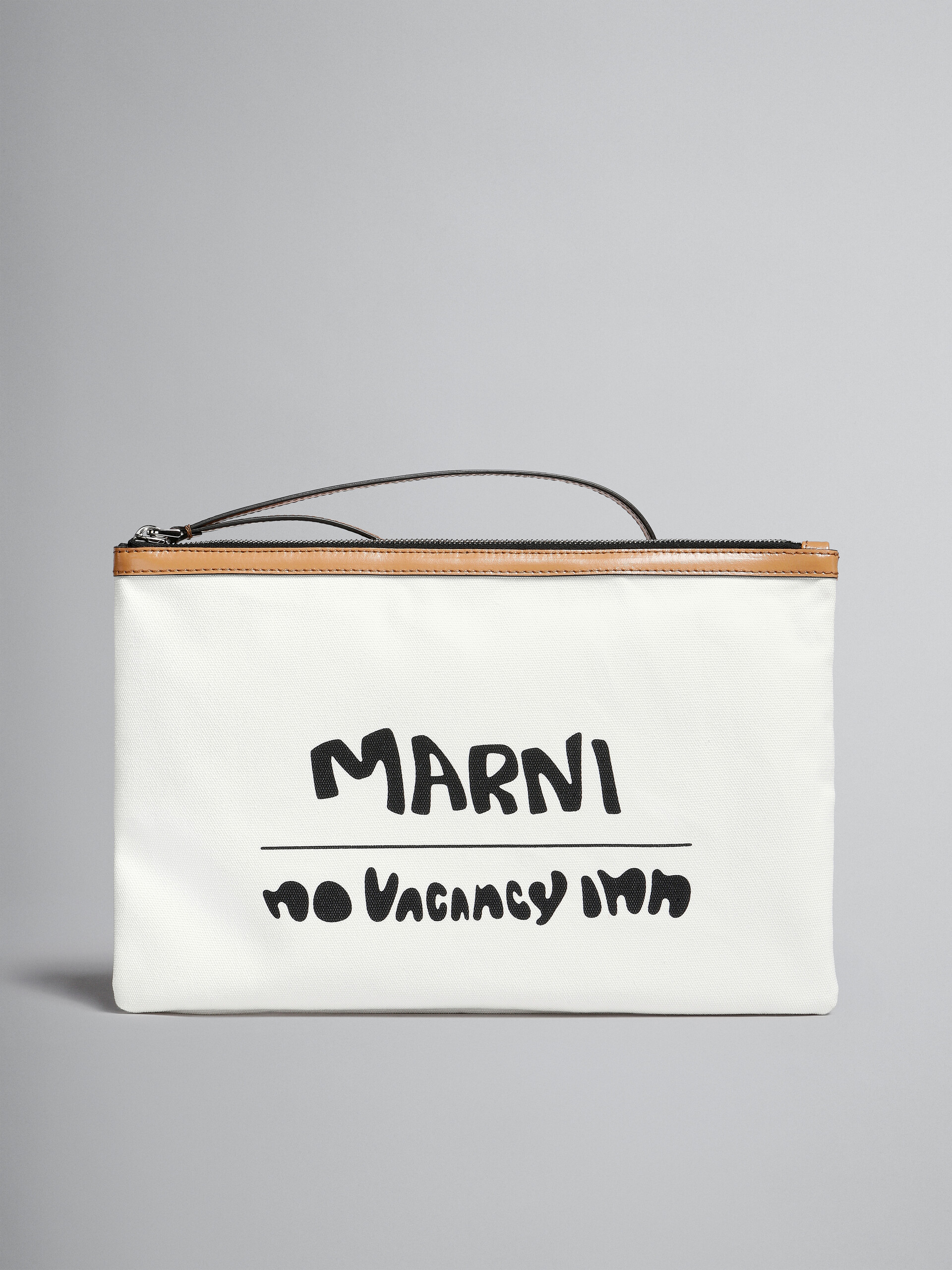 Marni x No Vacancy Inn - Bey Pouch in white canvas with beige trims - Pochette - Image 1
