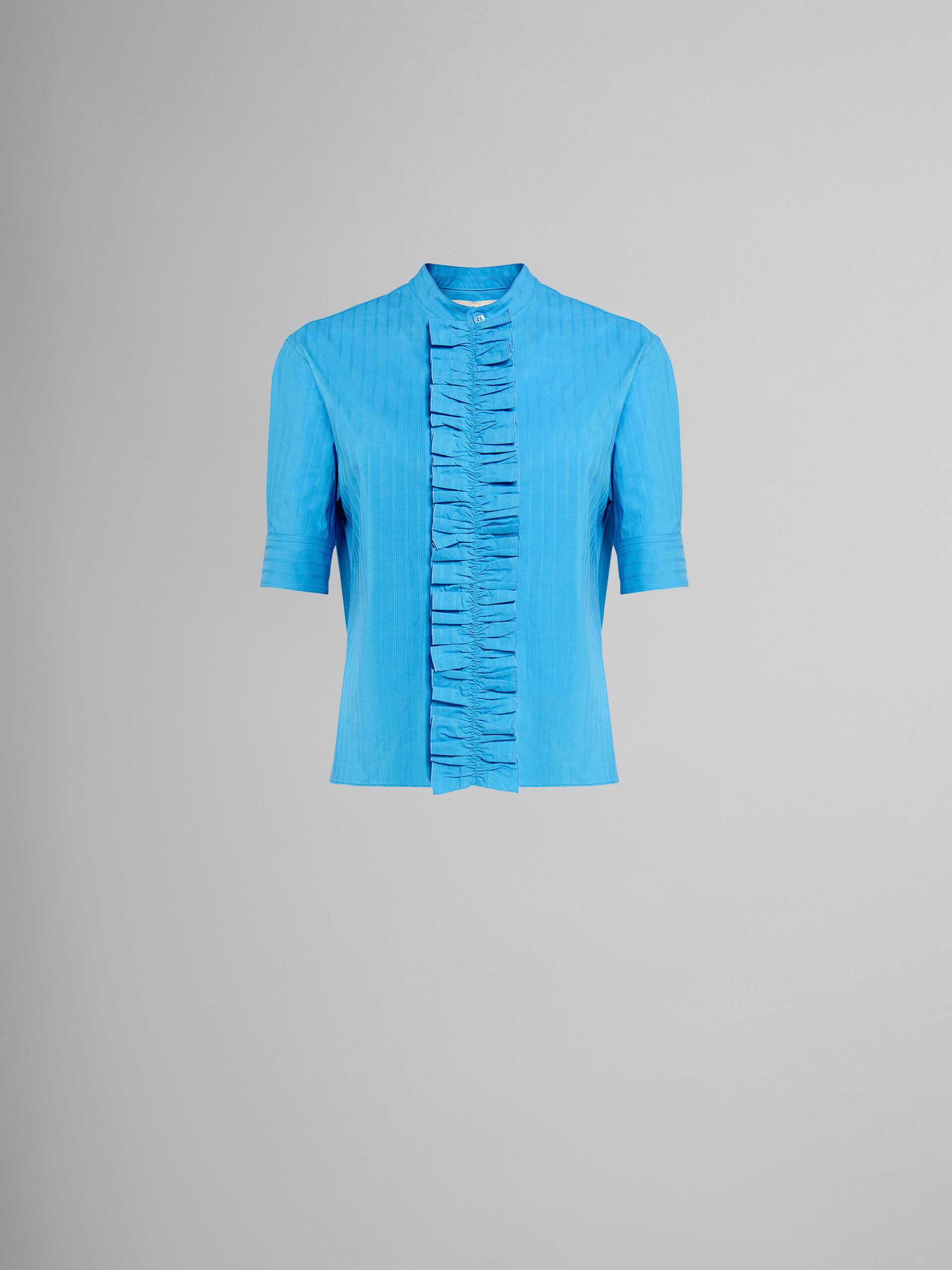 Pale blue textured poplin shirt - Shirts - Image 1