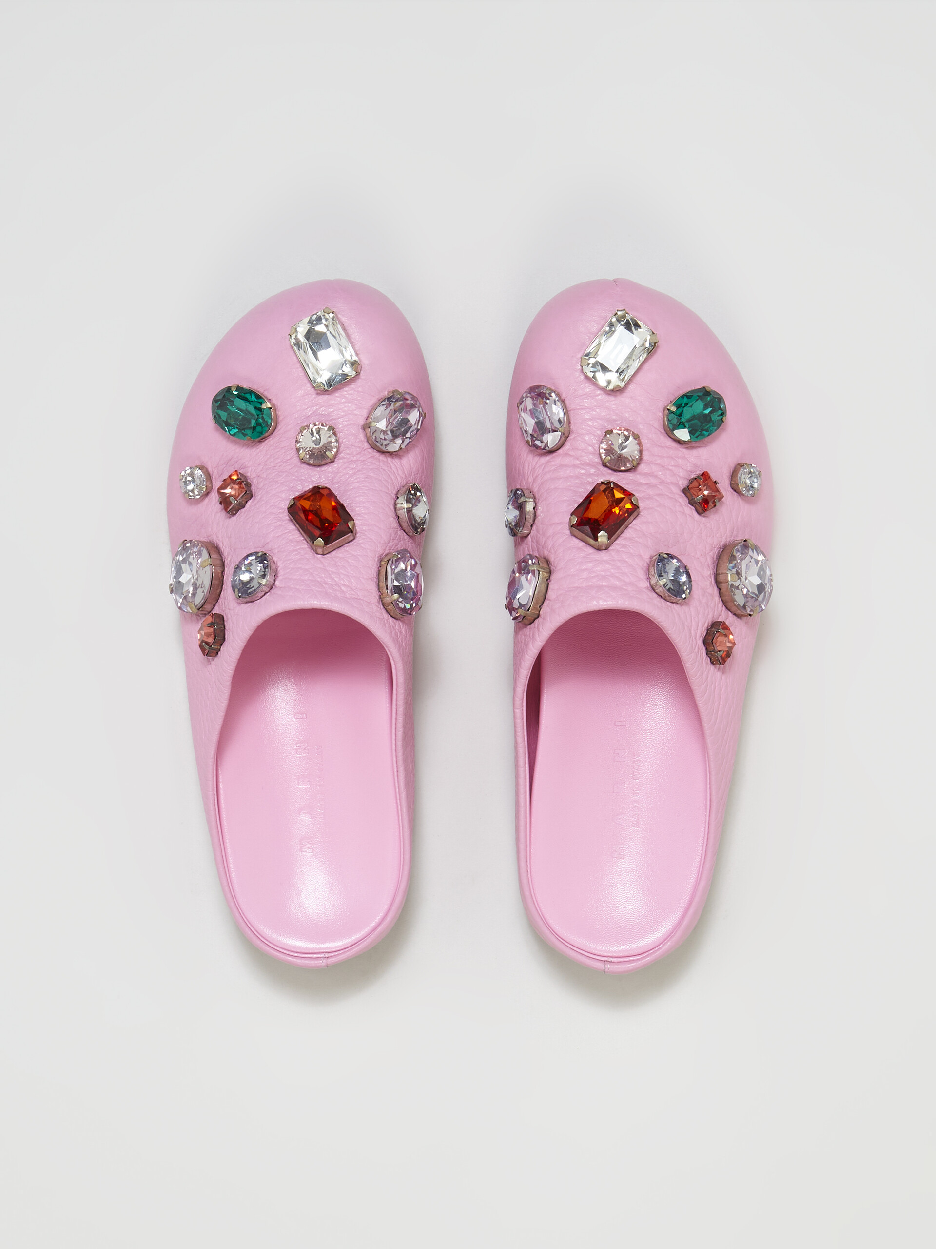 Pink leather Fussbett sabot with glass beads - Clogs - Image 4
