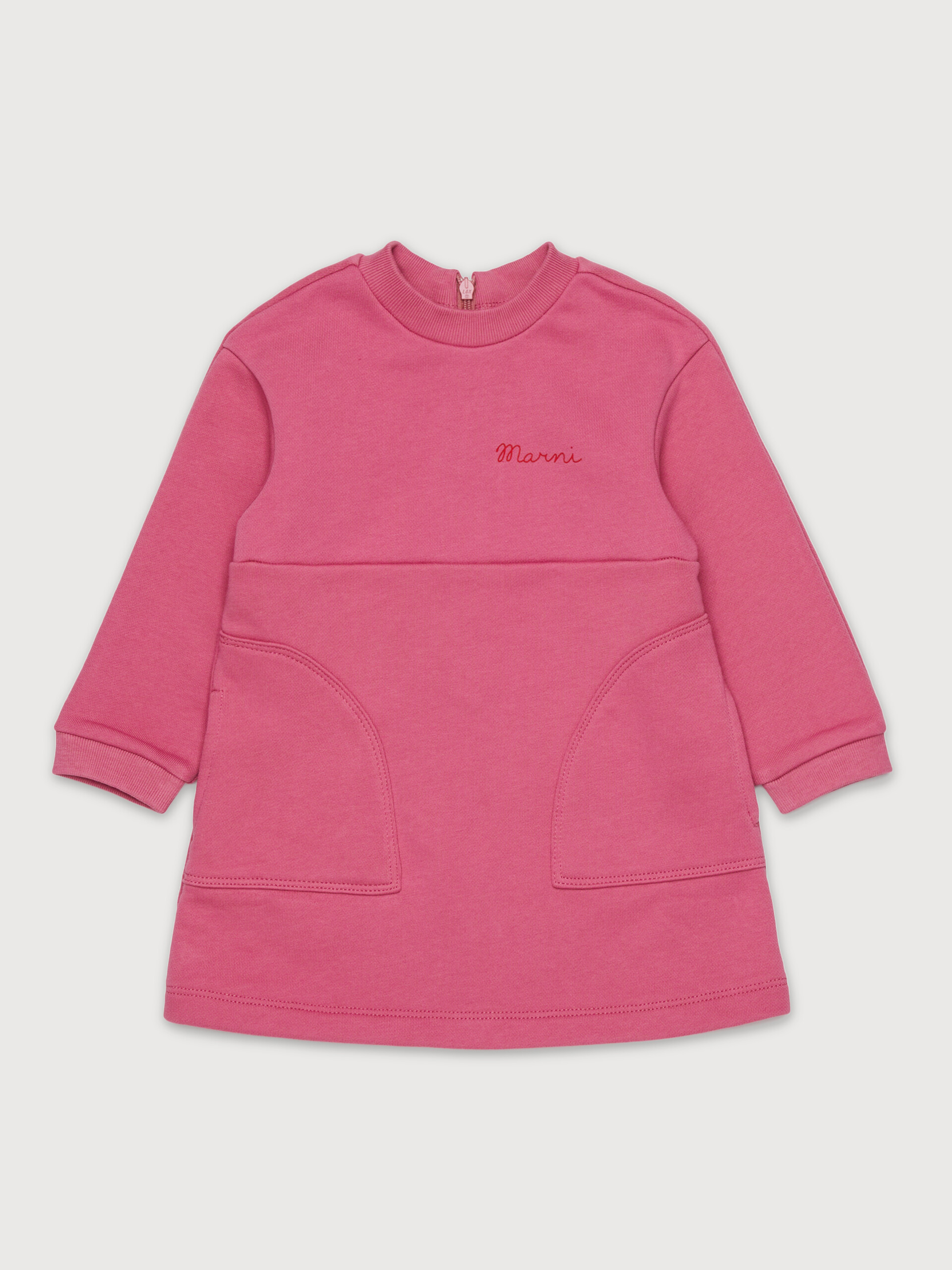 Pink otton sweatshirt dress with cursive Marni logo - Dresses - Image 1