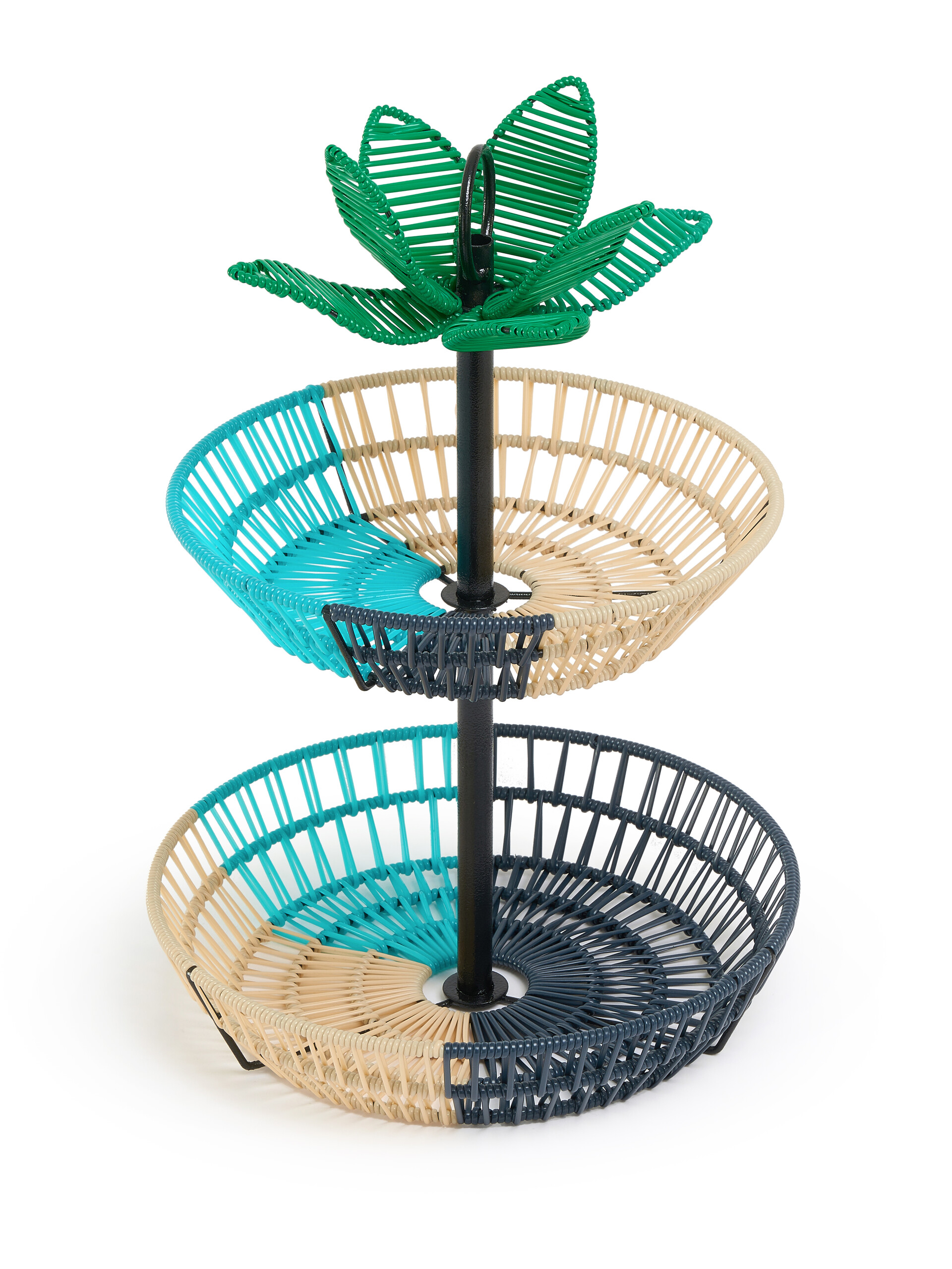 Turquoise And Beige Marni Market Two-Tier Leaf Fruit Basket - Accessories - Image 3