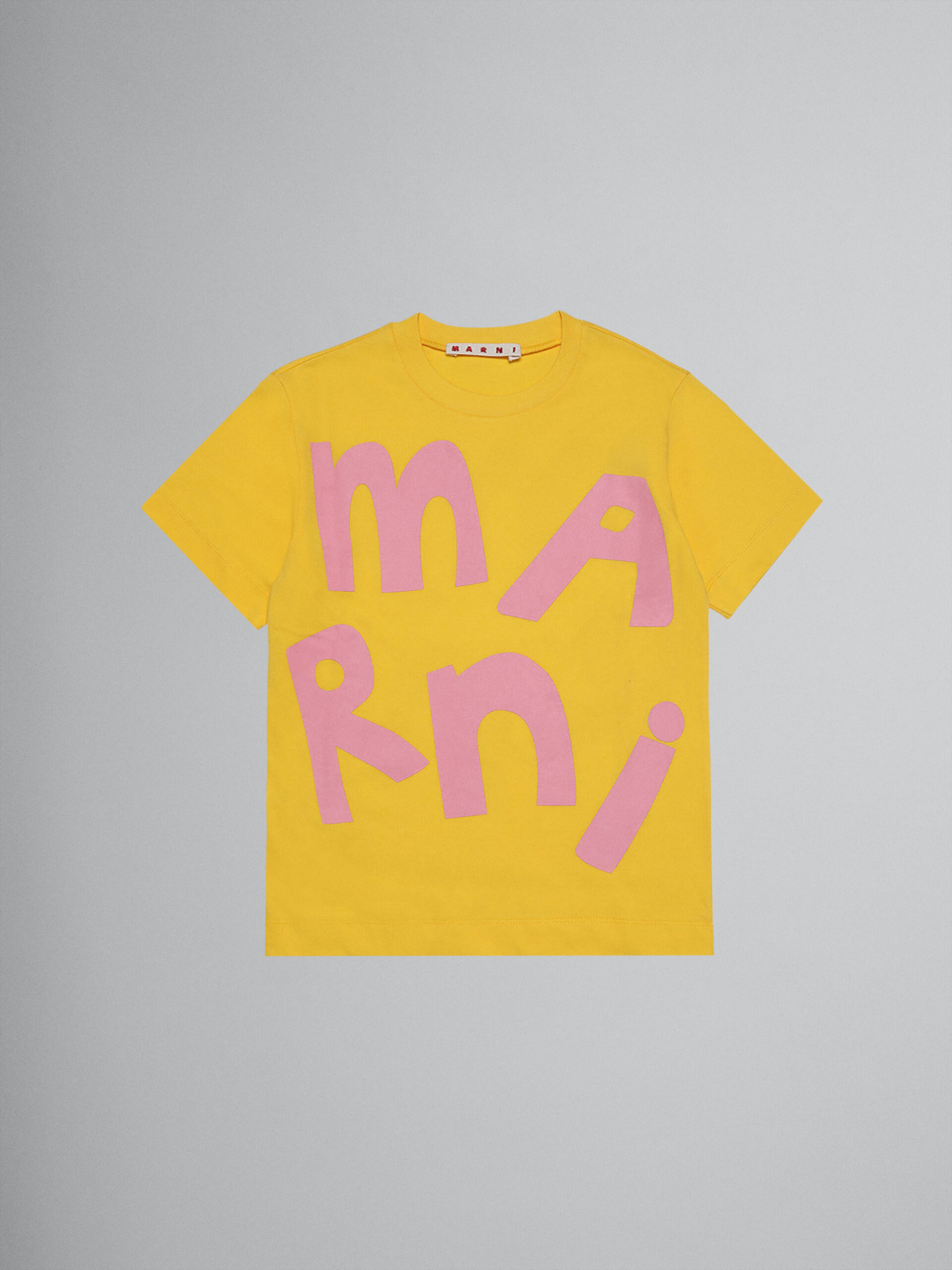 Gelbes T-Shirt aus Baumwolljersey mit Maxi-Logo - T-shirts - Image 1