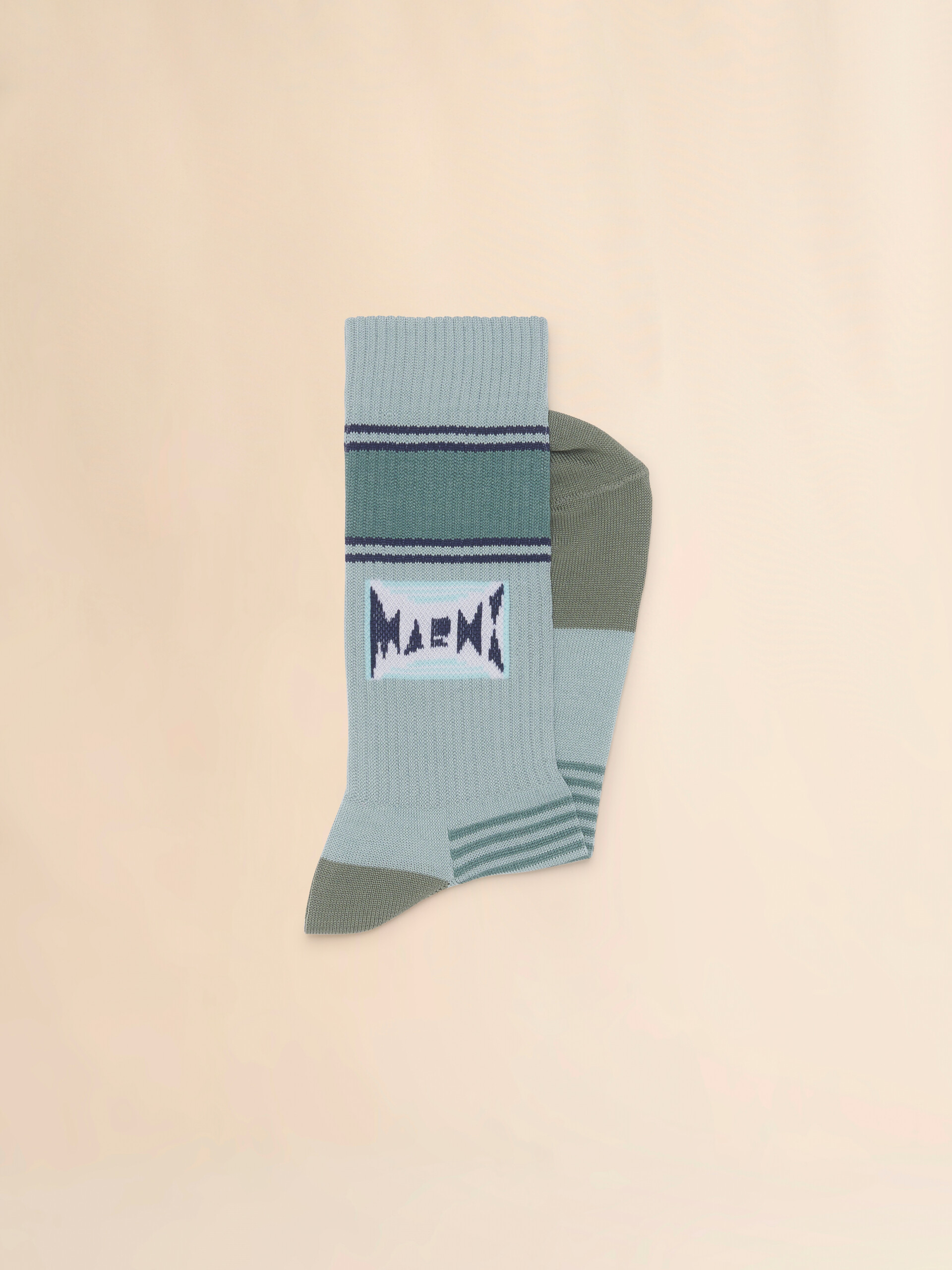 Green cotton socks with jacquard logo - Socks - Image 2