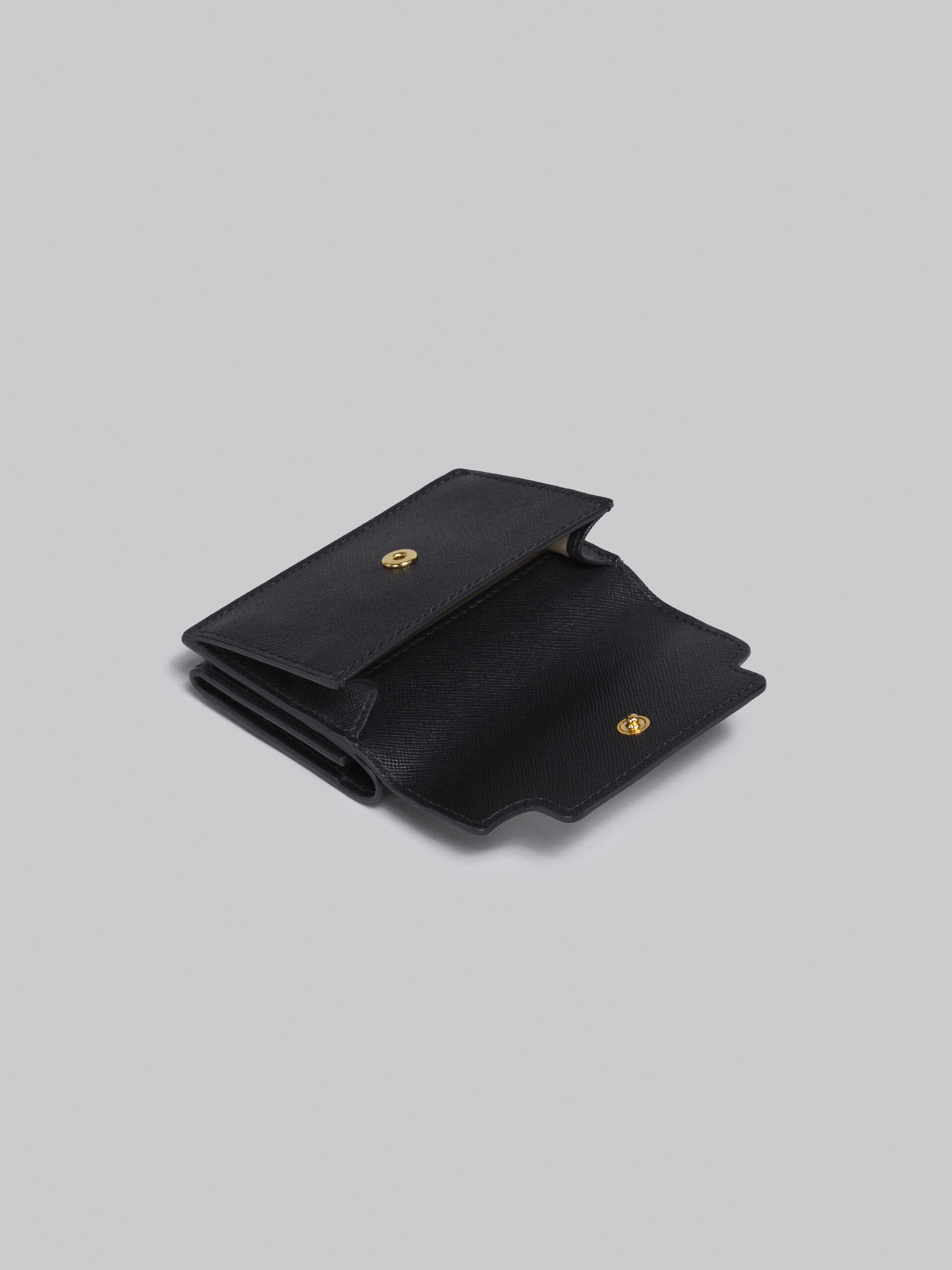 Black saffiano leather tri-fold wallet