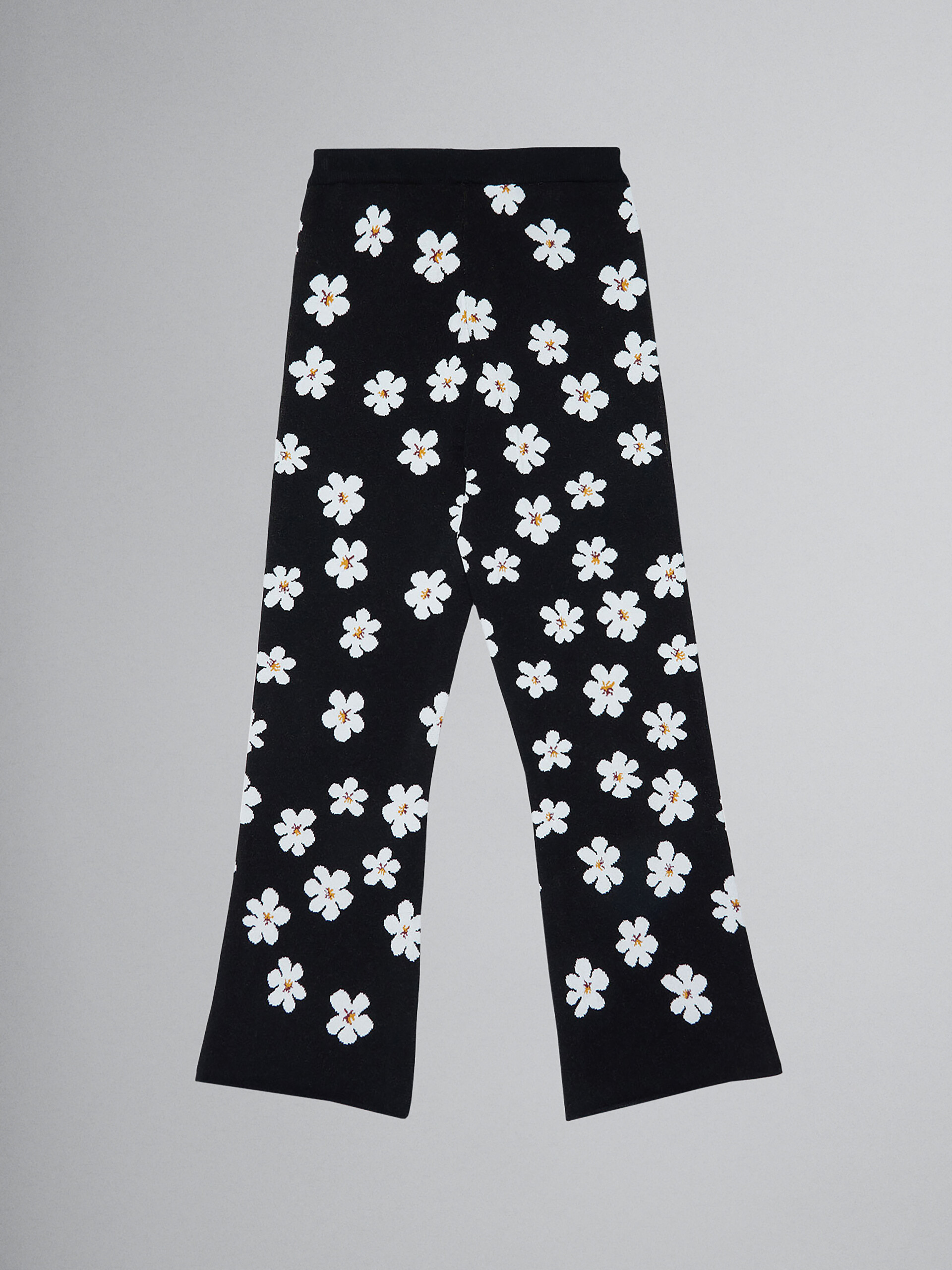 Black trousers with jacquard Daisy motif - Pants - Image 2