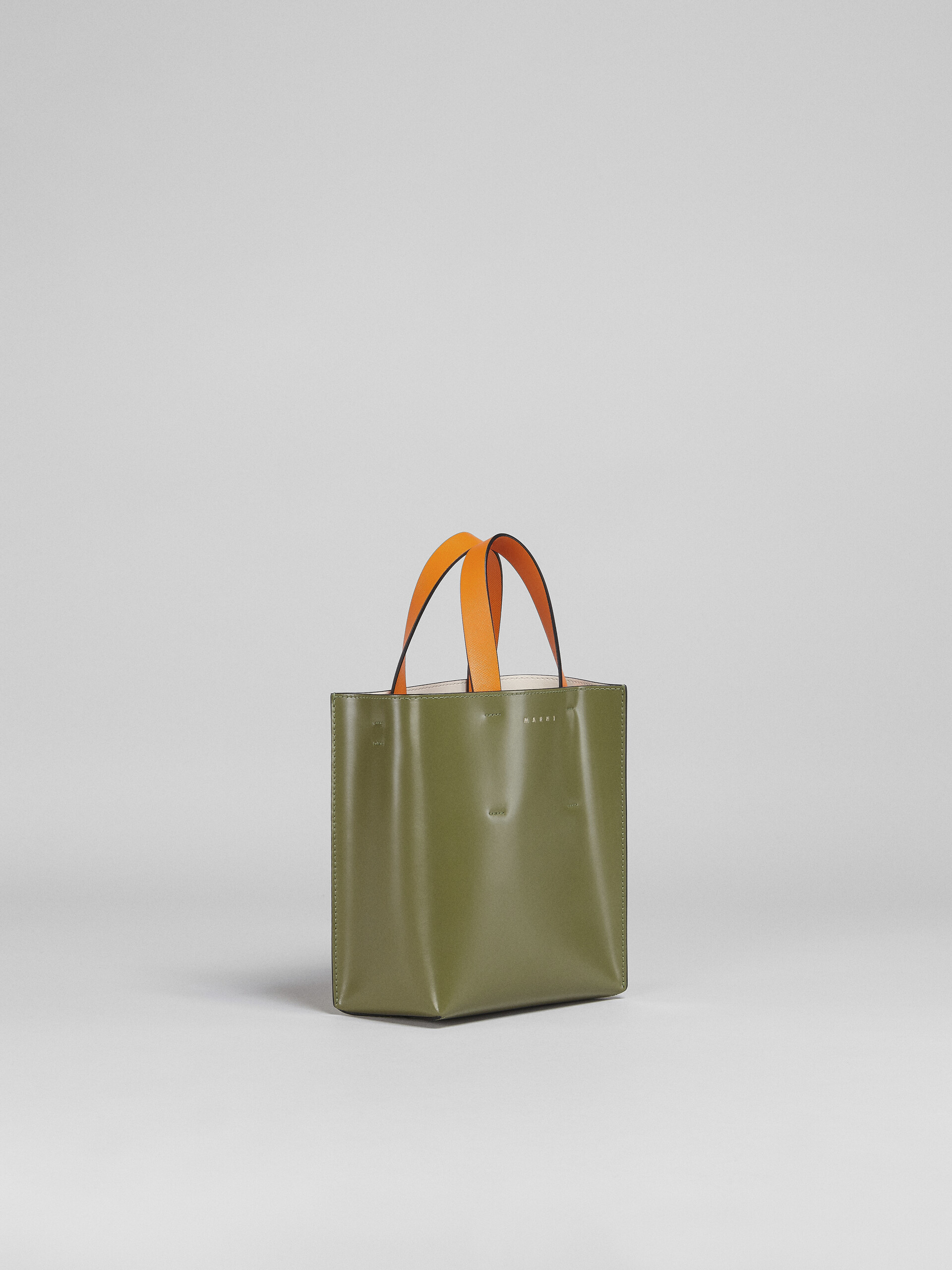 Green lime orange saffiano and polished leather MUSEO bag - Shopping Bags - Image 4
