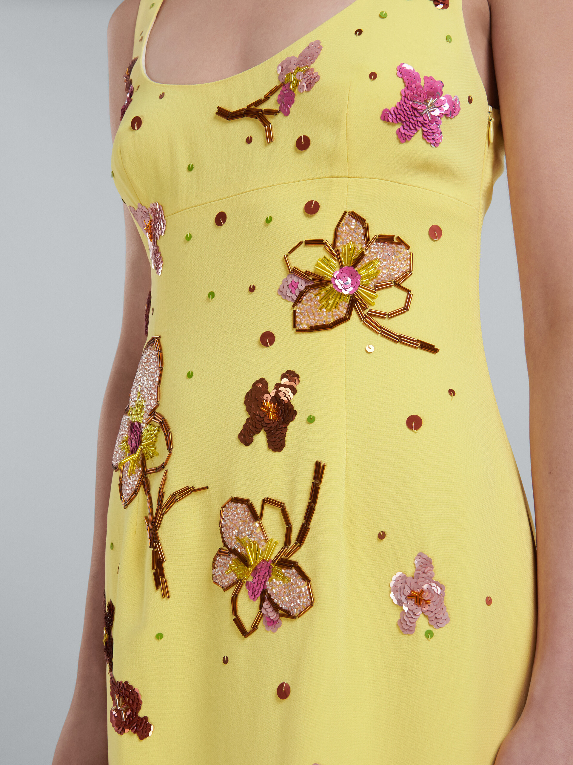 Yellow cady long dress with sequins - Dresses - Image 5