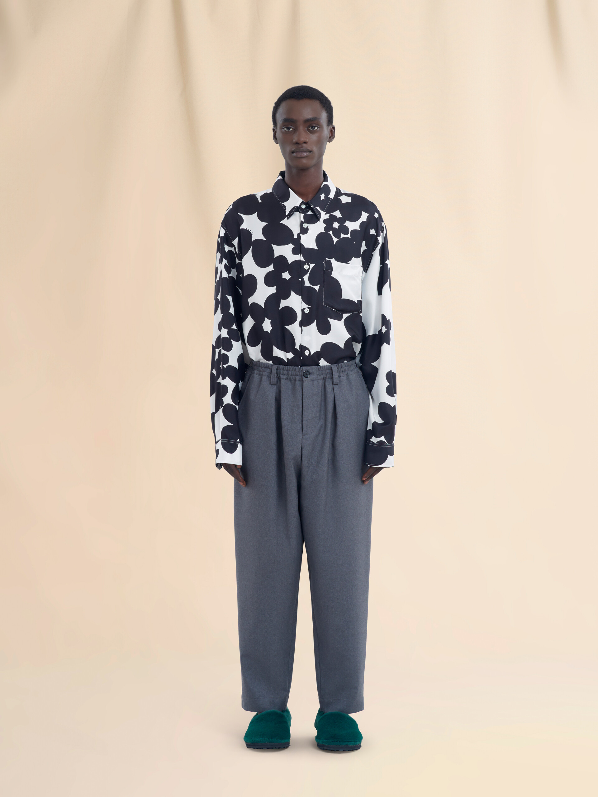 Deep blue tropical wool trousers with drawstring waist - Pants - Image 2
