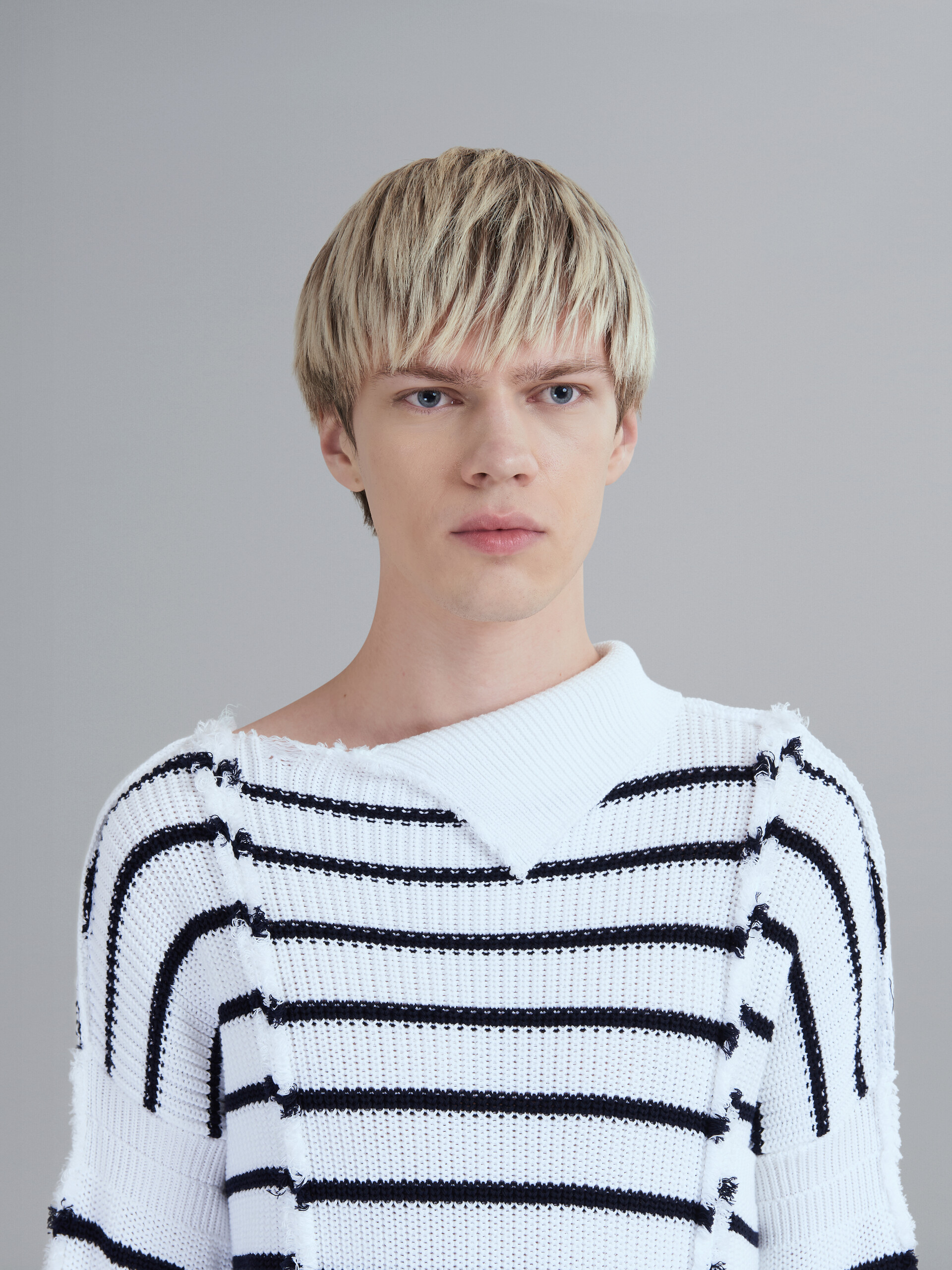 Breton stripes cotton long T-neck sweater - Pullovers - Image 4
