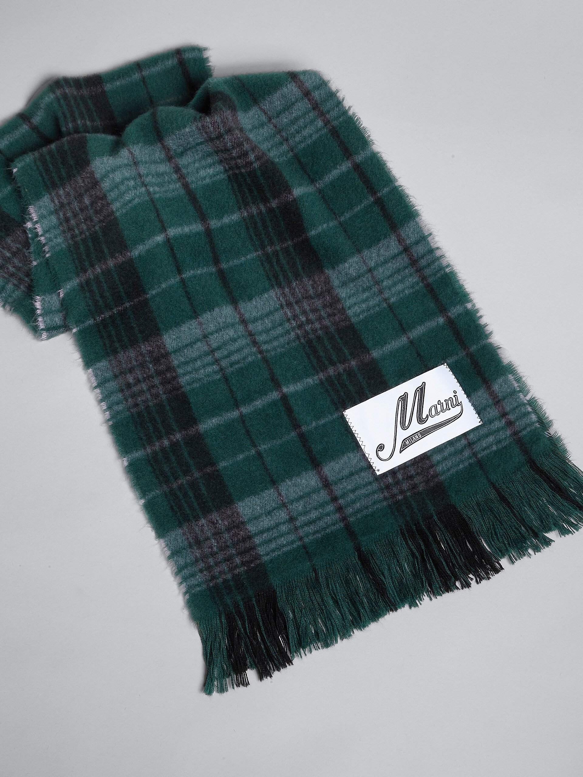 Green check wool scarf - Scarves - Image 3